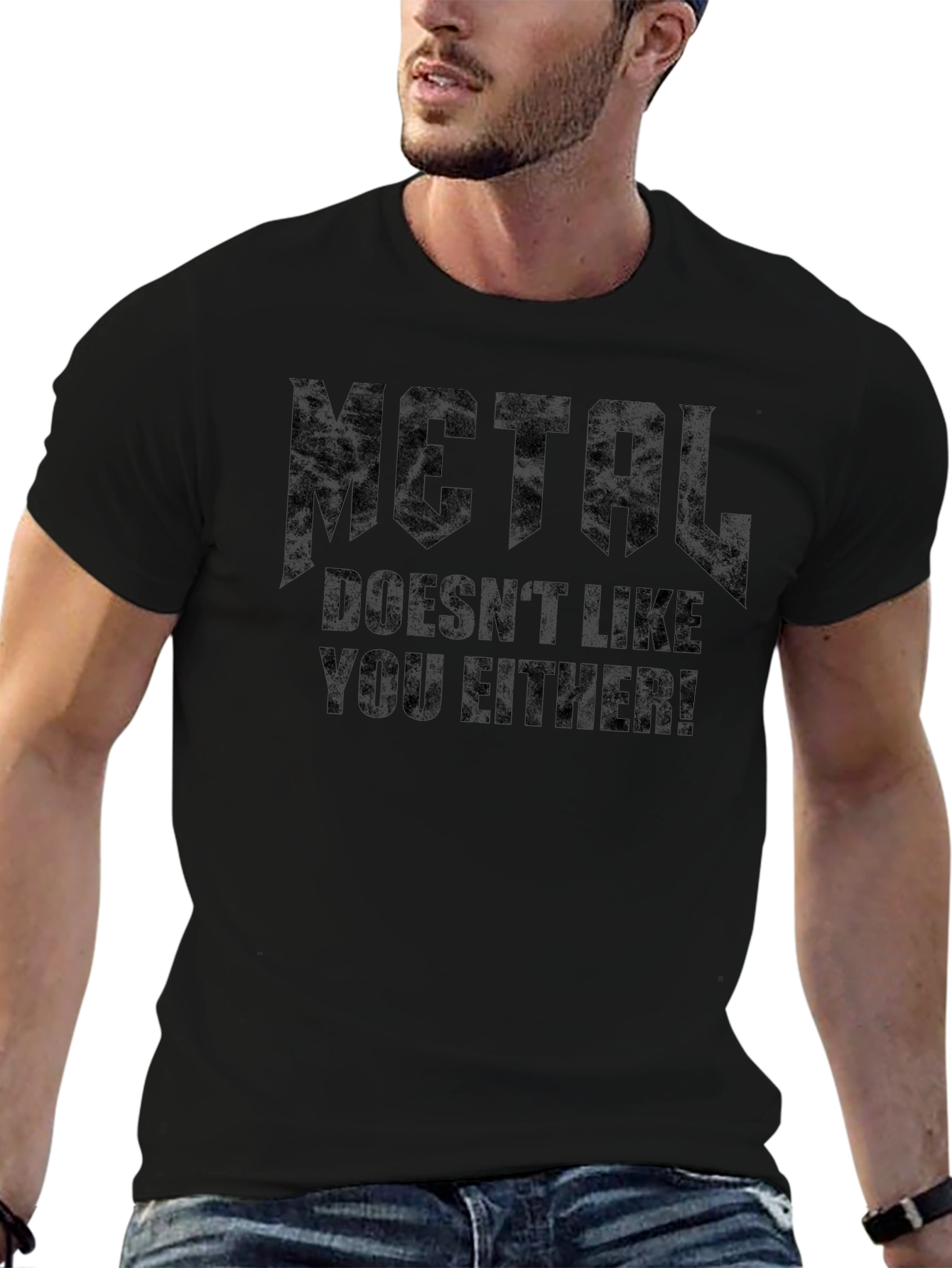 Camiseta Negra Metal Doesnt Like You Either!