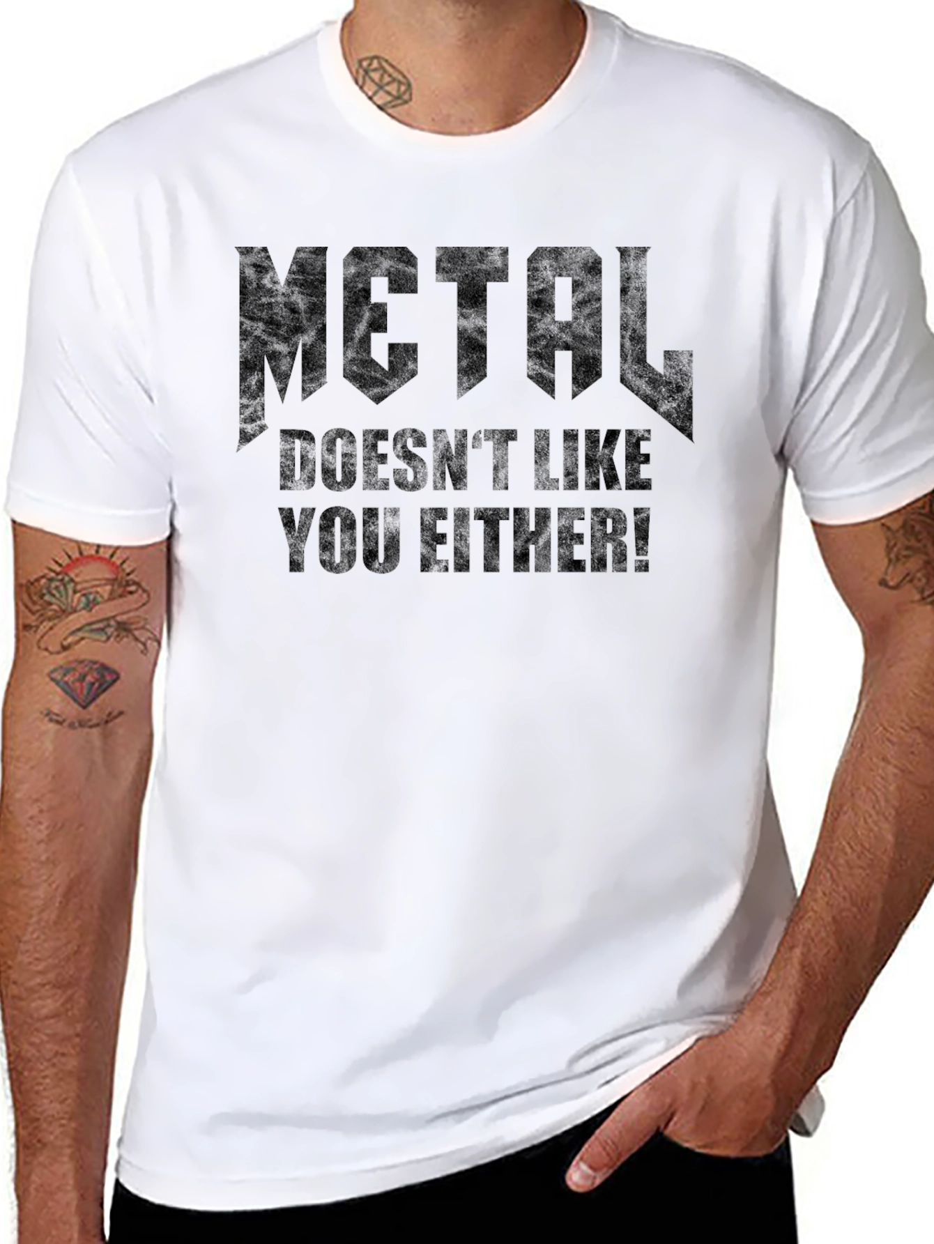 Camiseta Negra Metal Doesnt Like You Either!