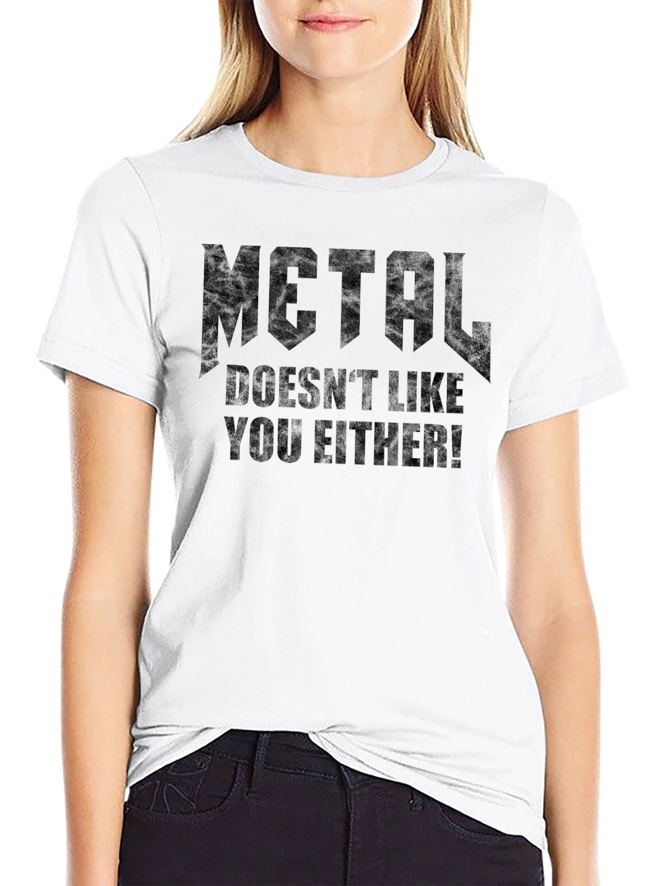 Camiseta Negra Metal Doesnt Like You Either!