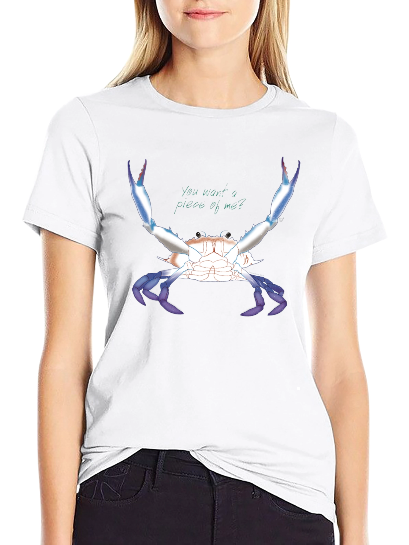 Camiseta Negra con Diseño de Cangrejo Azul