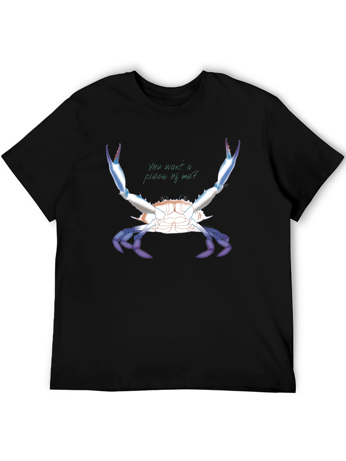 Camiseta Negra con Diseño de Cangrejo Azul