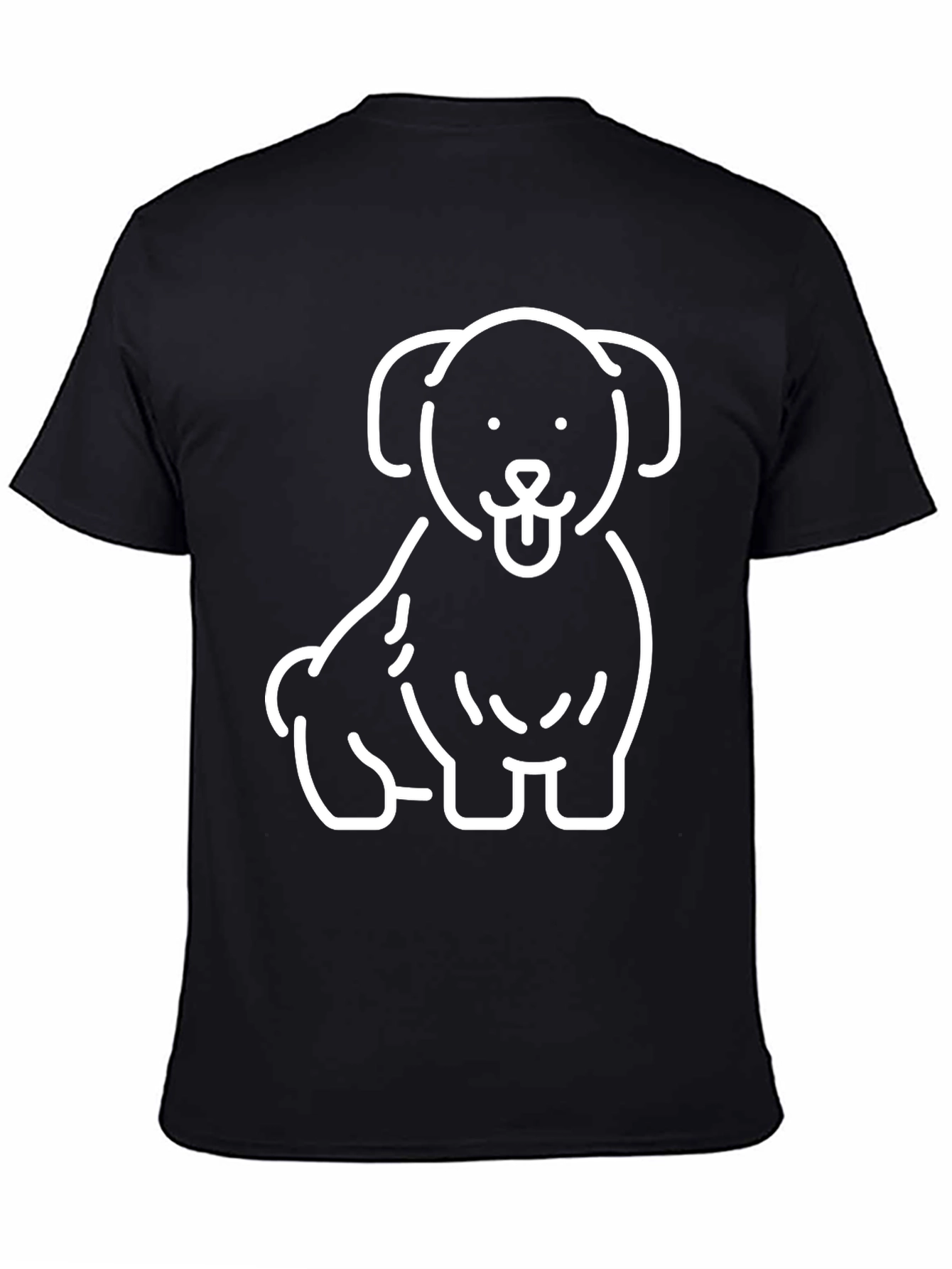 Camiseta Negra con Diseño de Perrito Blanco