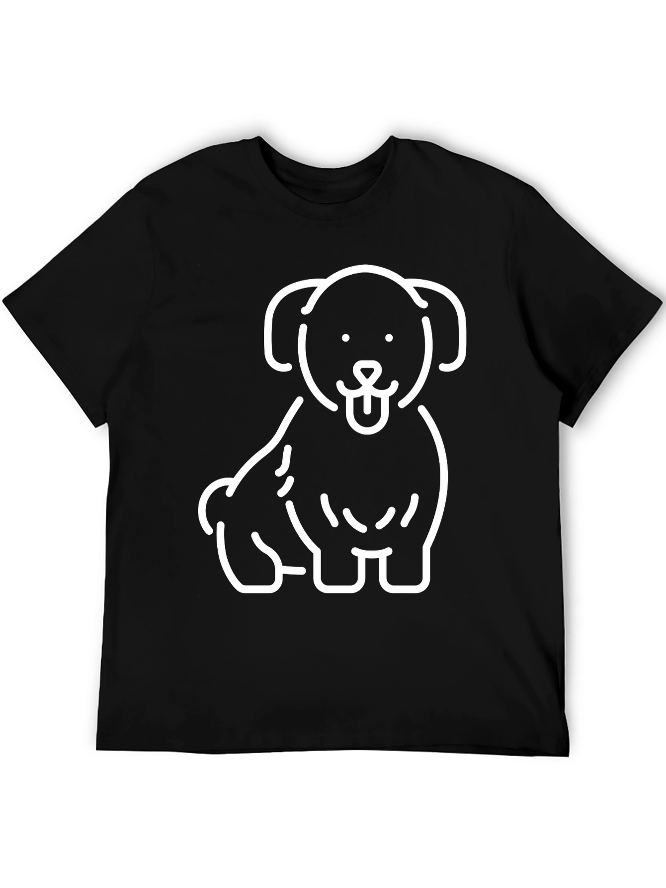 Camiseta Negra con Diseño de Perrito Blanco