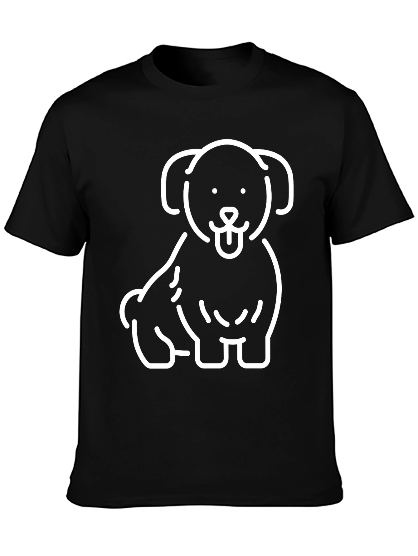 Camiseta Negra con Diseño de Perrito Blanco