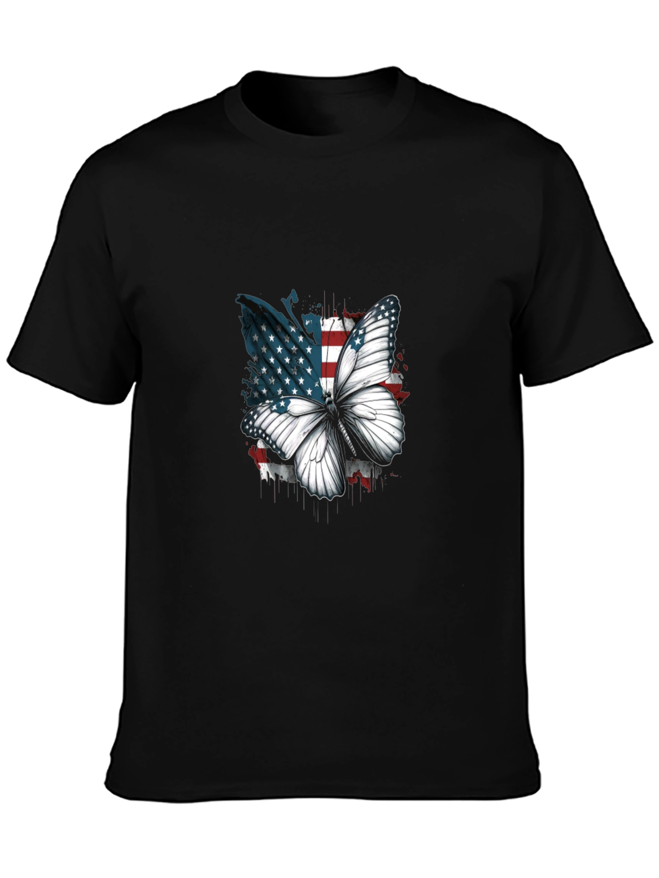 Camiseta Negra con Mariposa Patriótica