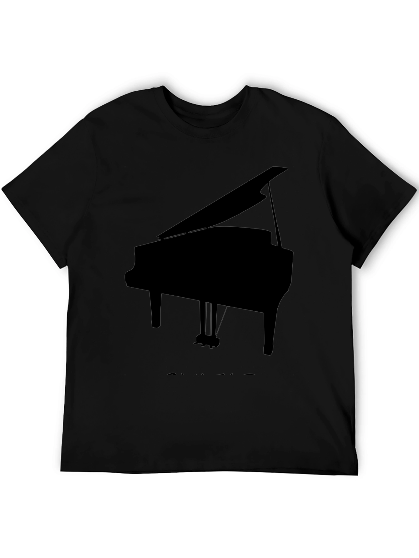 Camiseta Negra con Diseño de Piano de Cola
