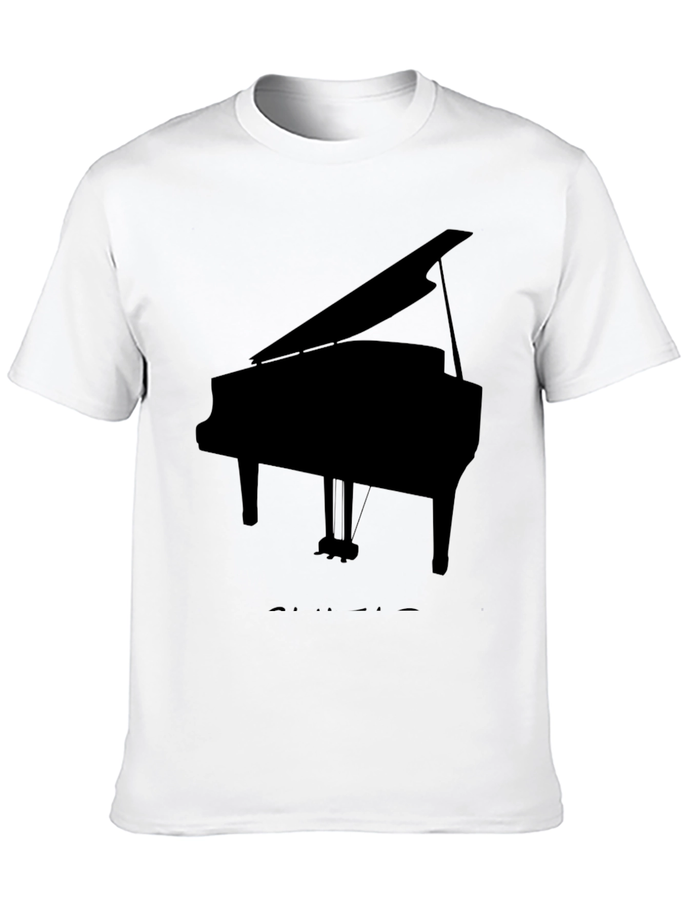 Camiseta Negra con Diseño de Piano de Cola