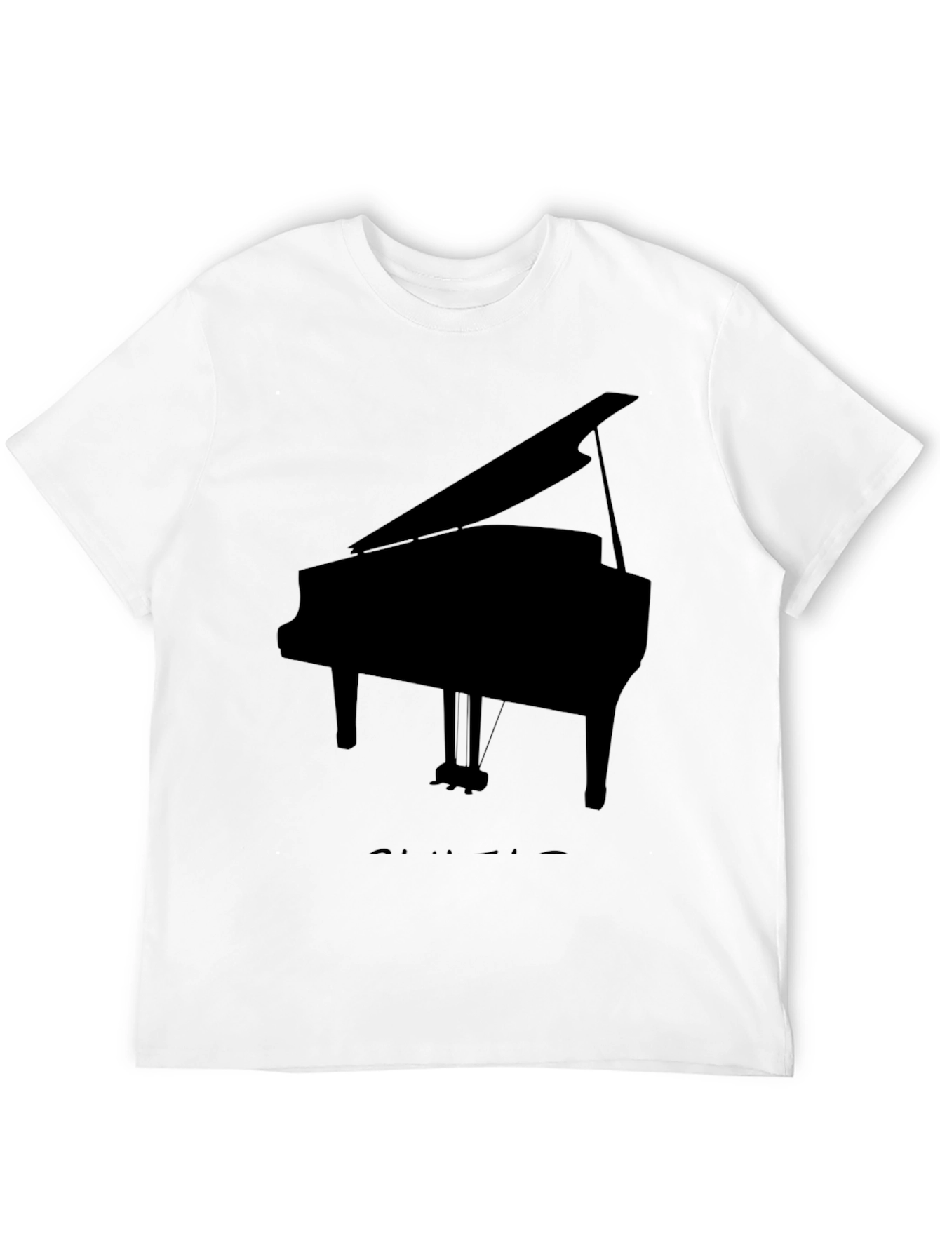 Camiseta Negra con Diseño de Piano de Cola