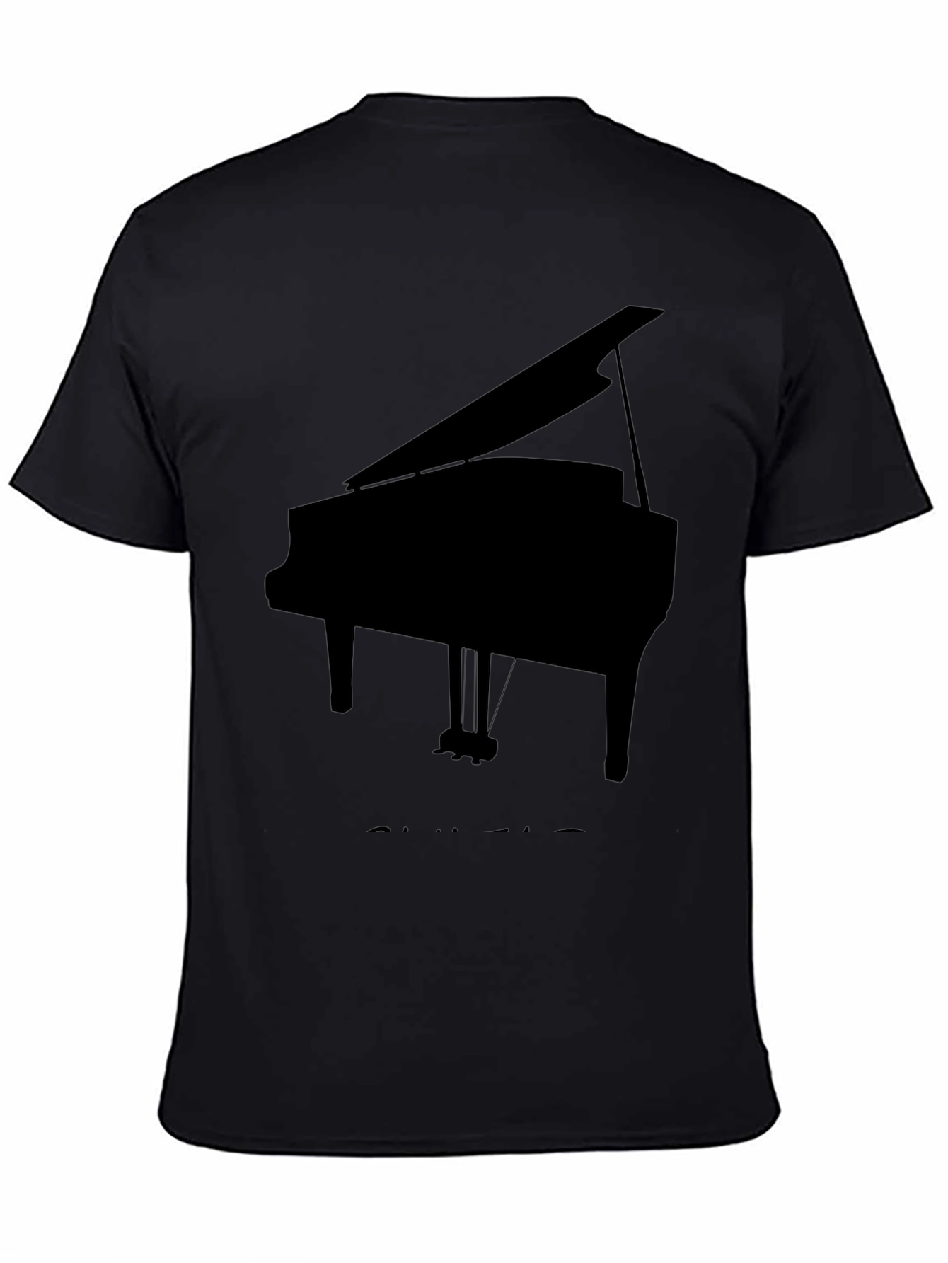 Camiseta Negra con Diseño de Piano de Cola