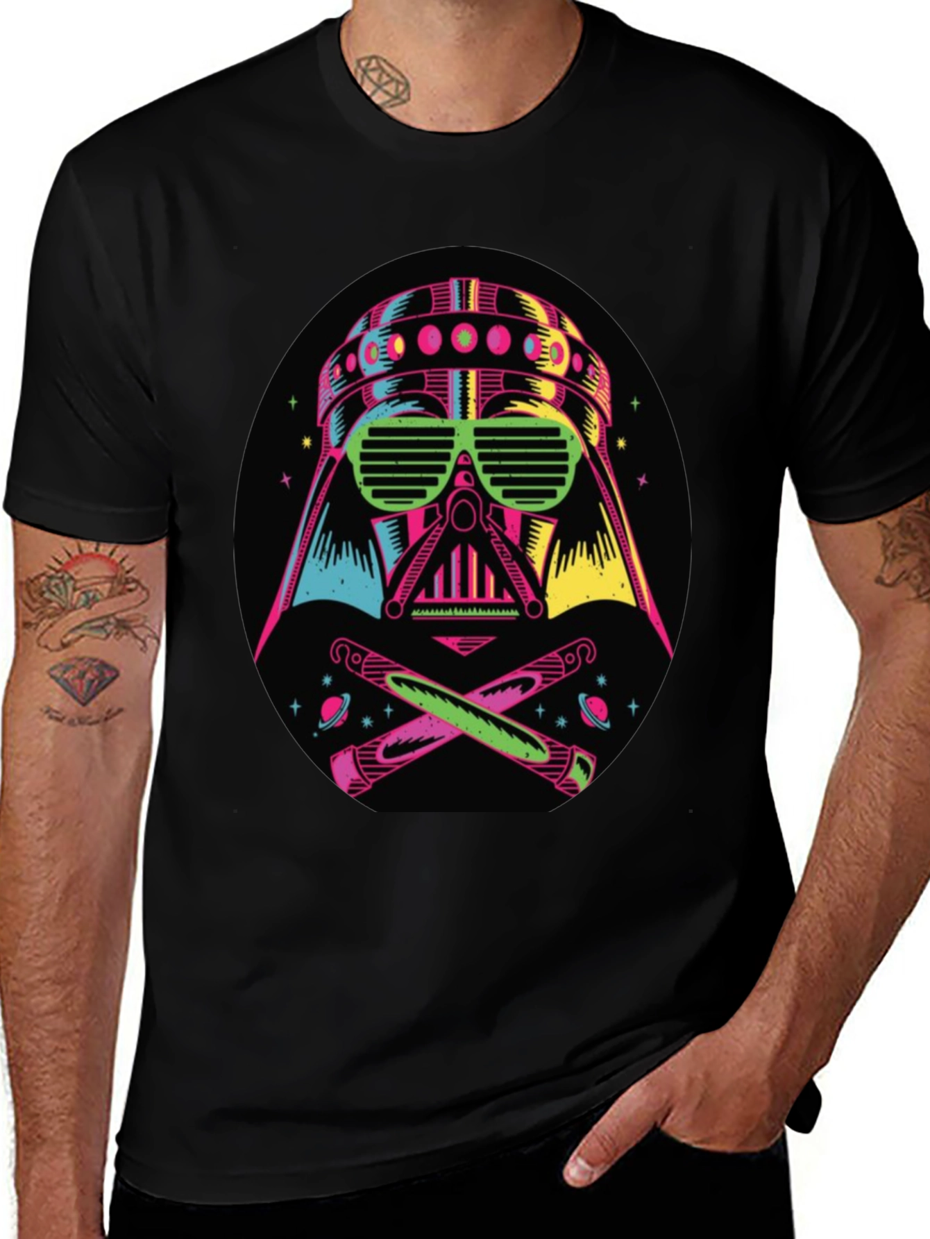 Camiseta Darth Vader Neón Hombre Algodón