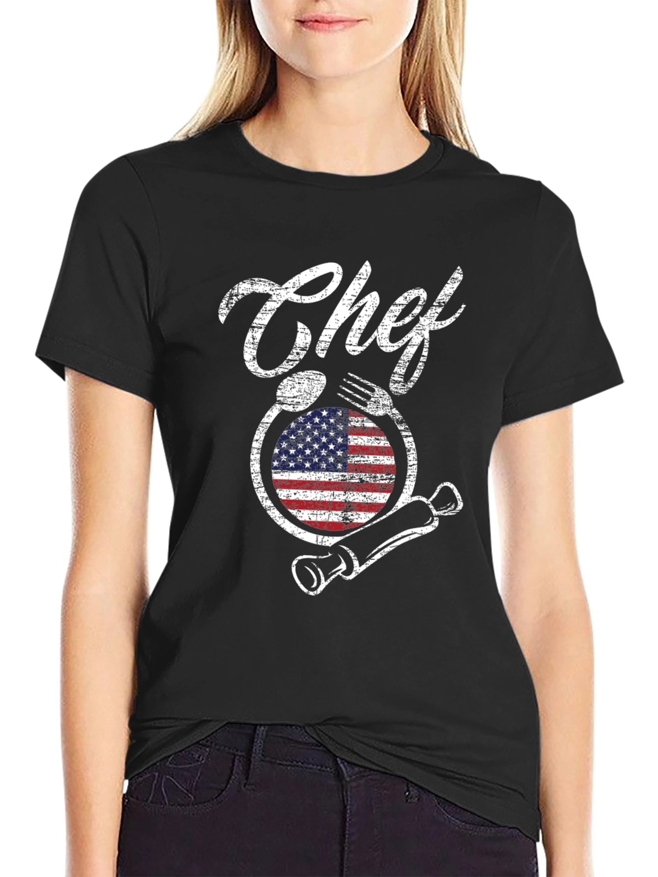 Camiseta Chef Americana - Diseño Culinario Patriótico