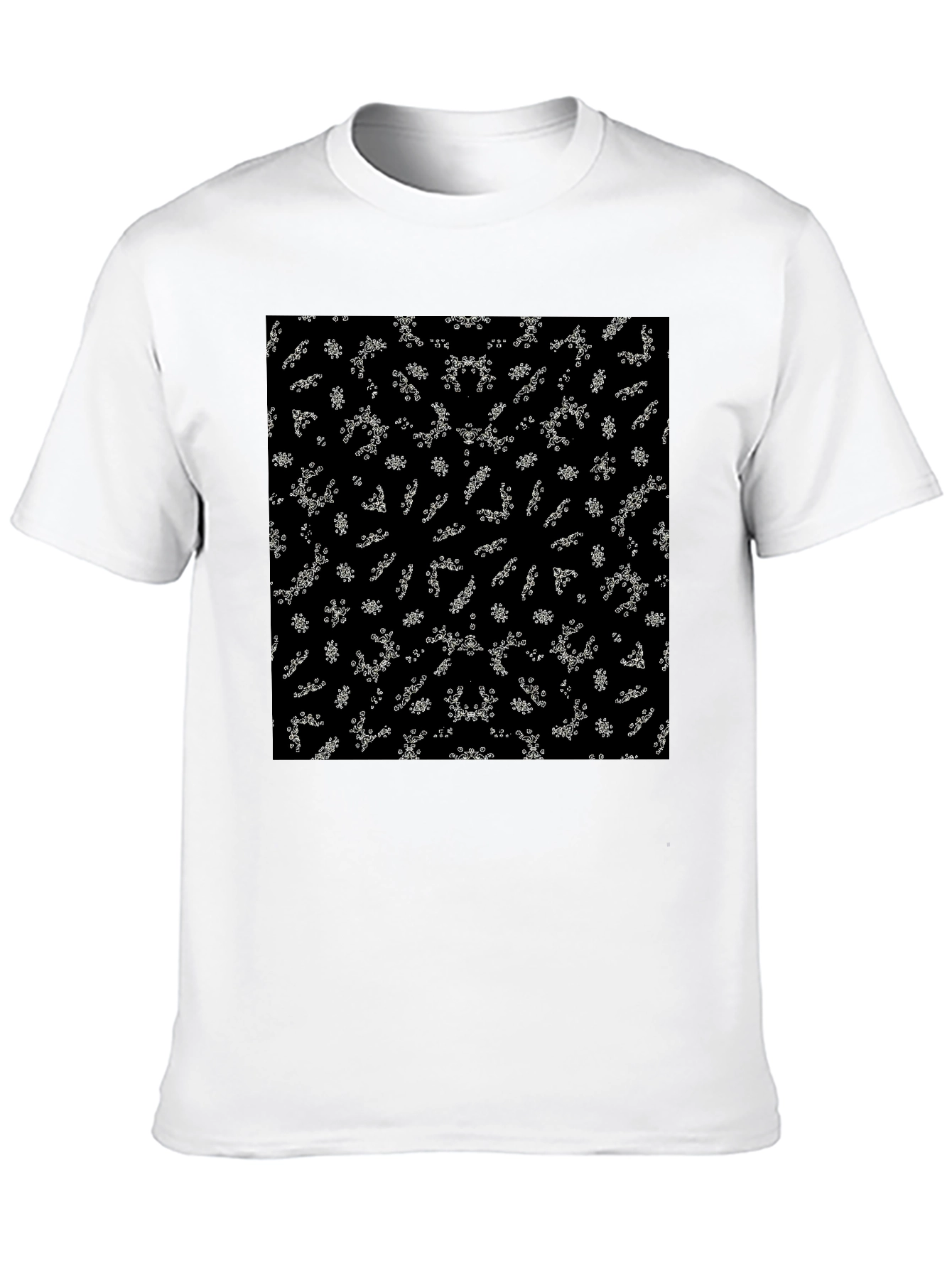 Camiseta Negra Estampado Abstracto Floral