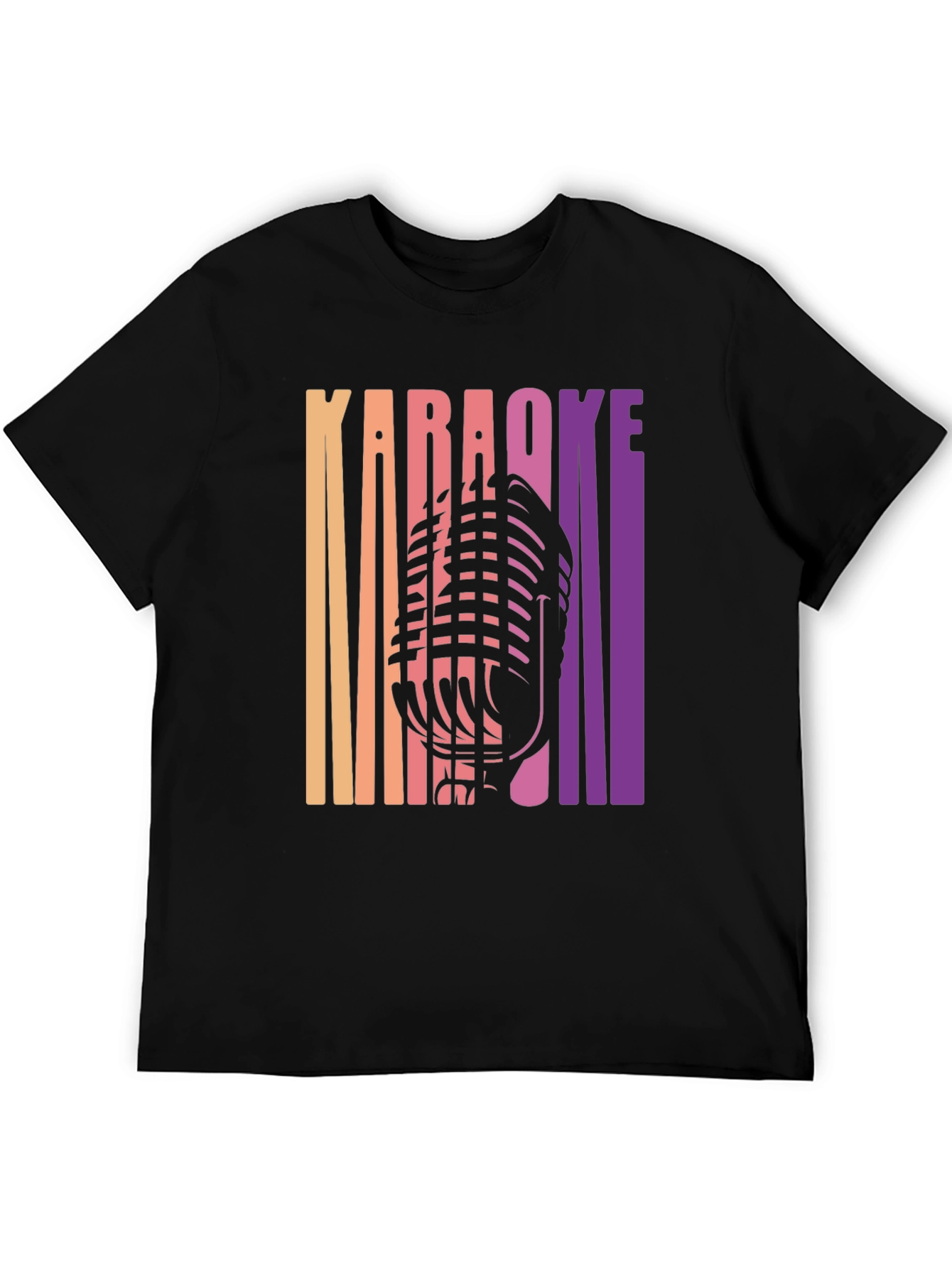 Camiseta Negra Karaoke Retro para Hombre