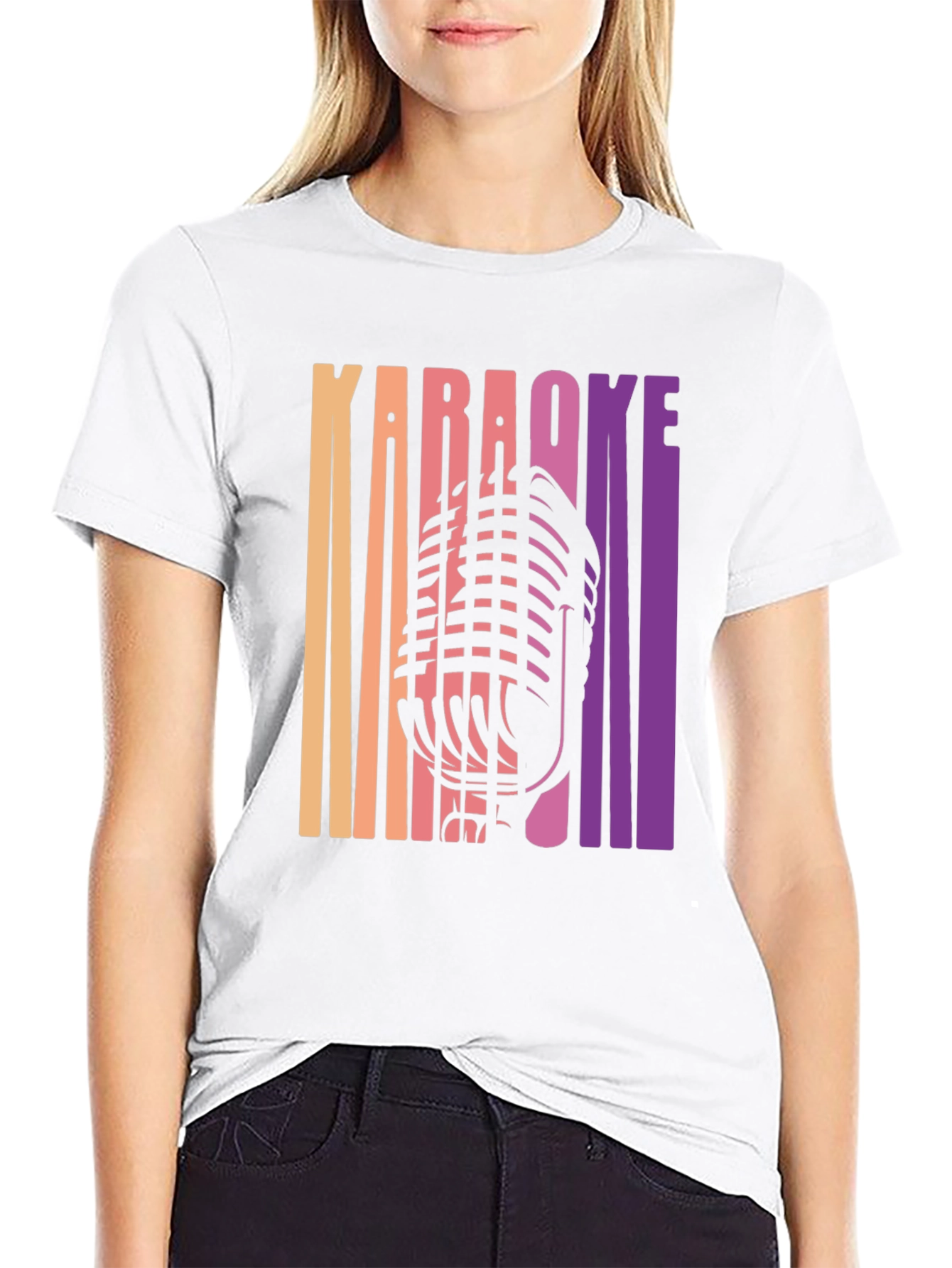 Camiseta Negra Karaoke Retro para Hombre