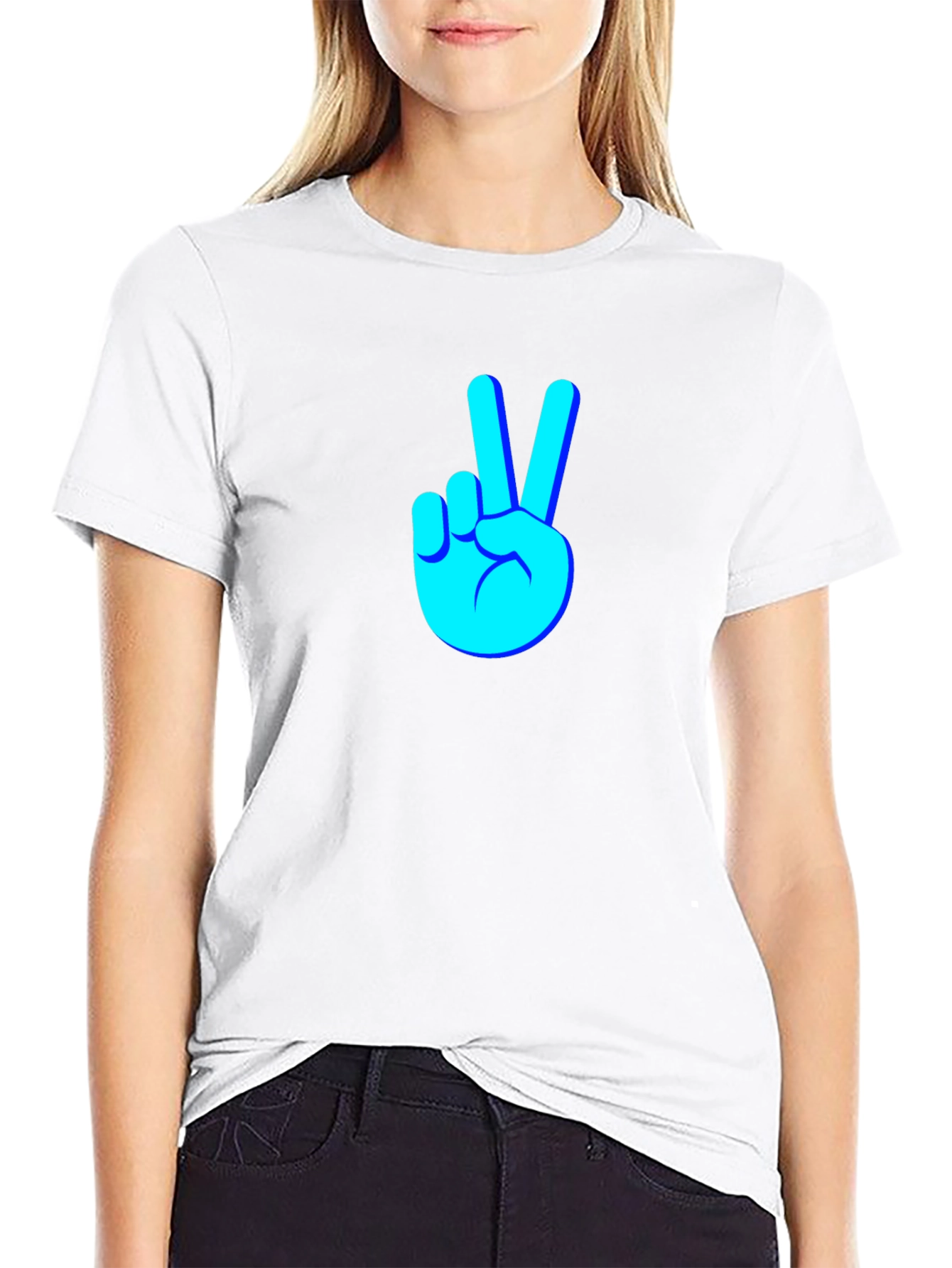 Camiseta Negra con Diseño de Paz y Amor
