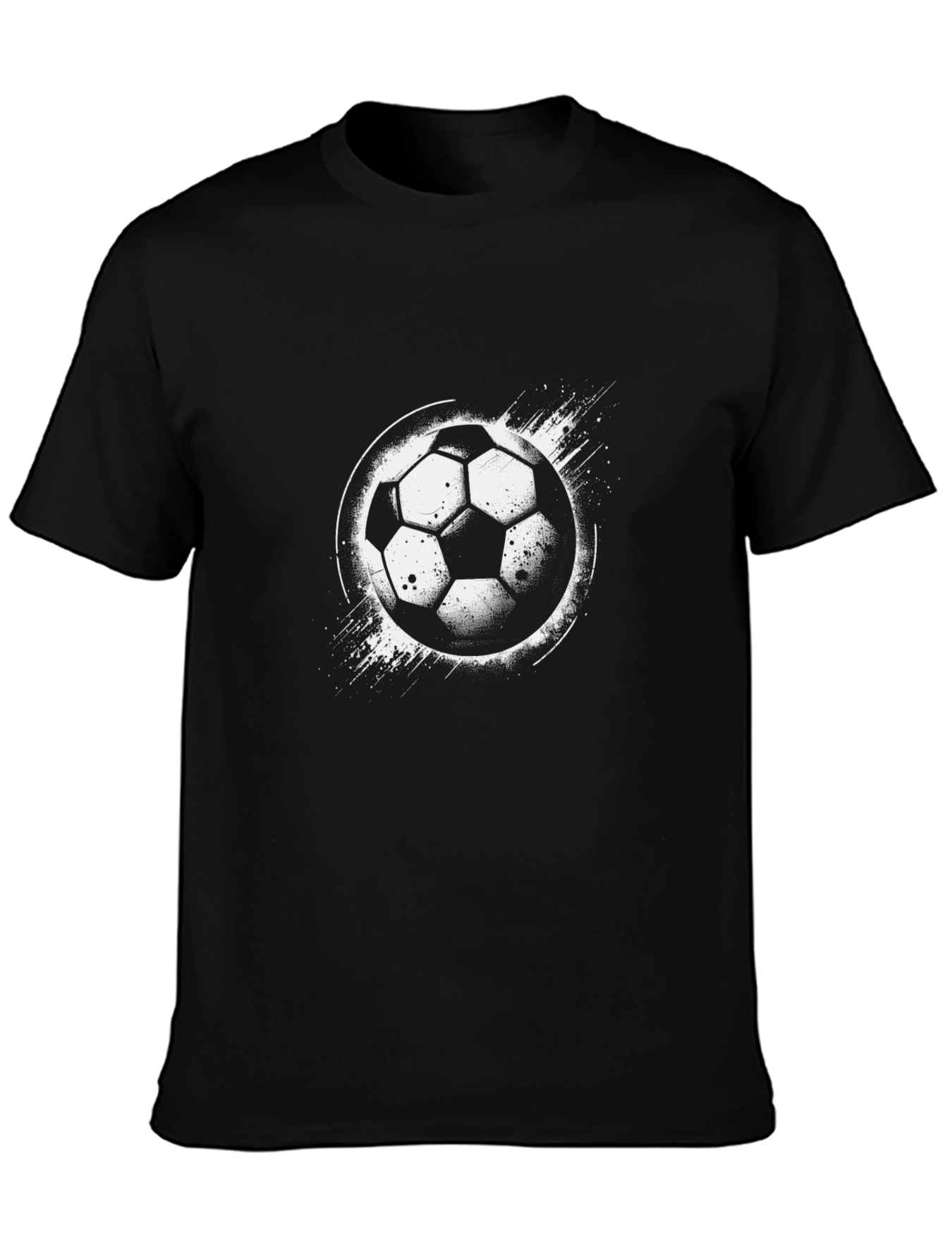 Camiseta Negra con Diseño de Balón de Fútbol