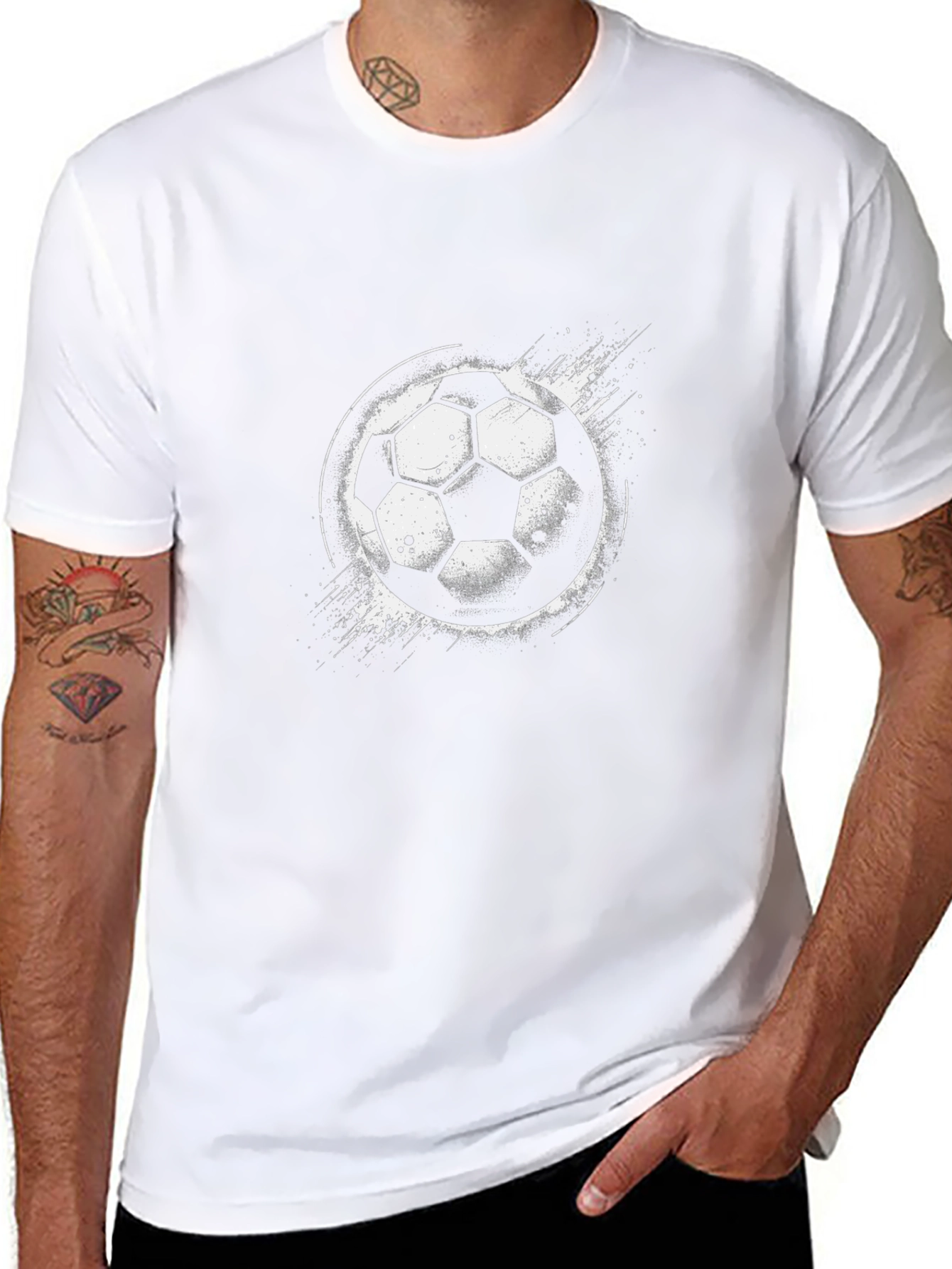 Camiseta Negra con Diseño de Balón de Fútbol
