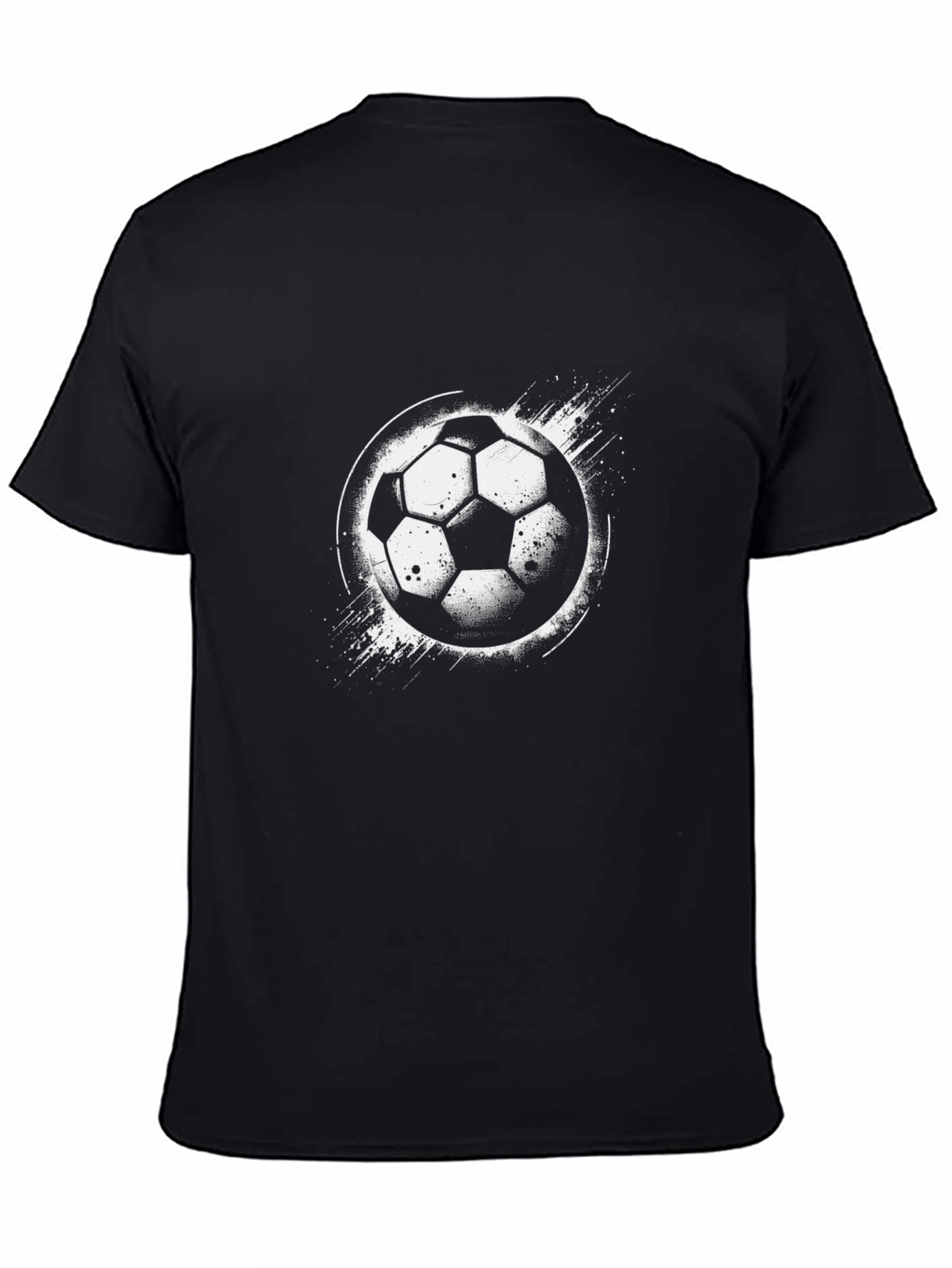 Camiseta Negra con Diseño de Balón de Fútbol