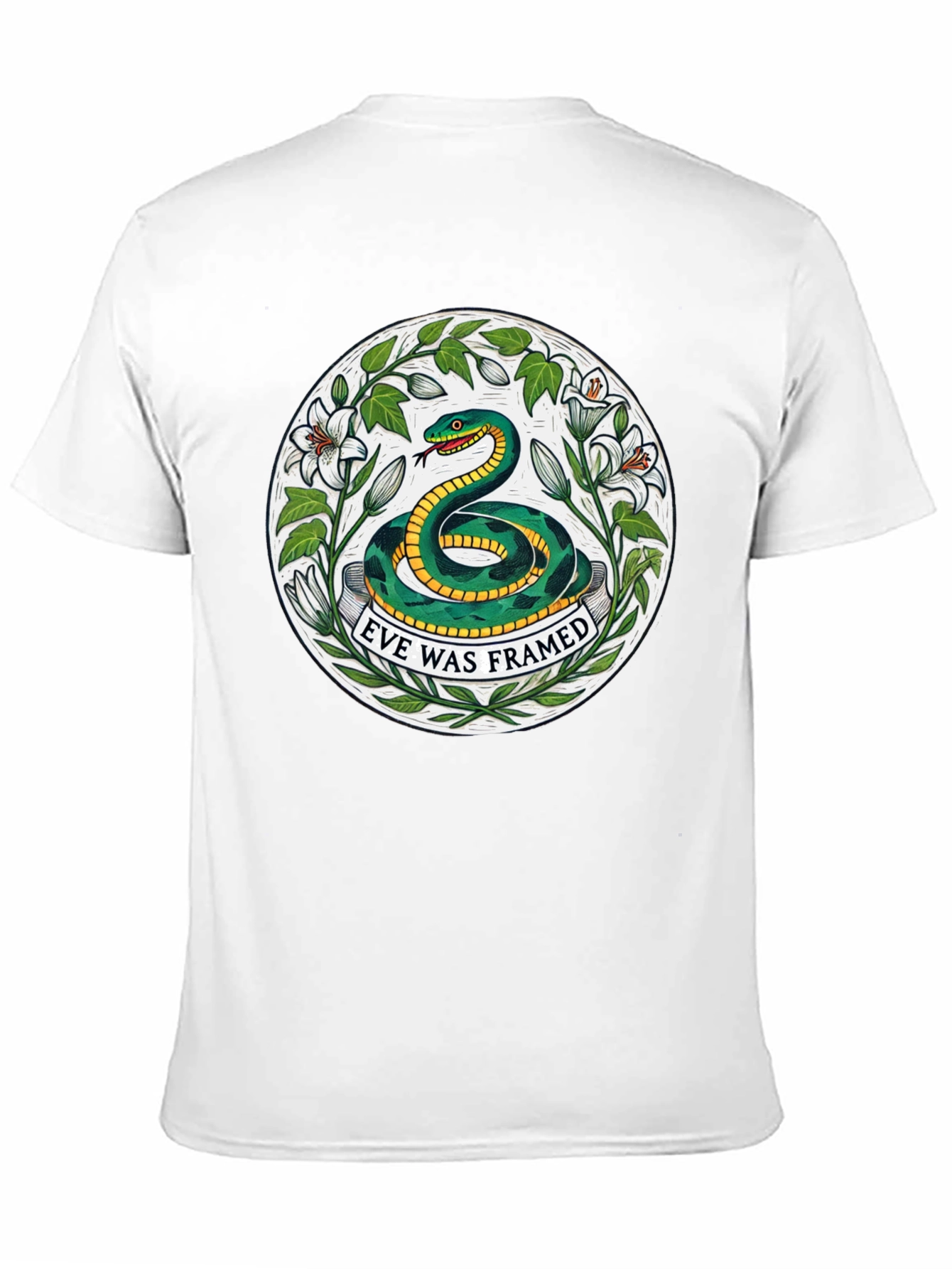 Camiseta Negra con Diseño de Serpiente Eve Was Framed