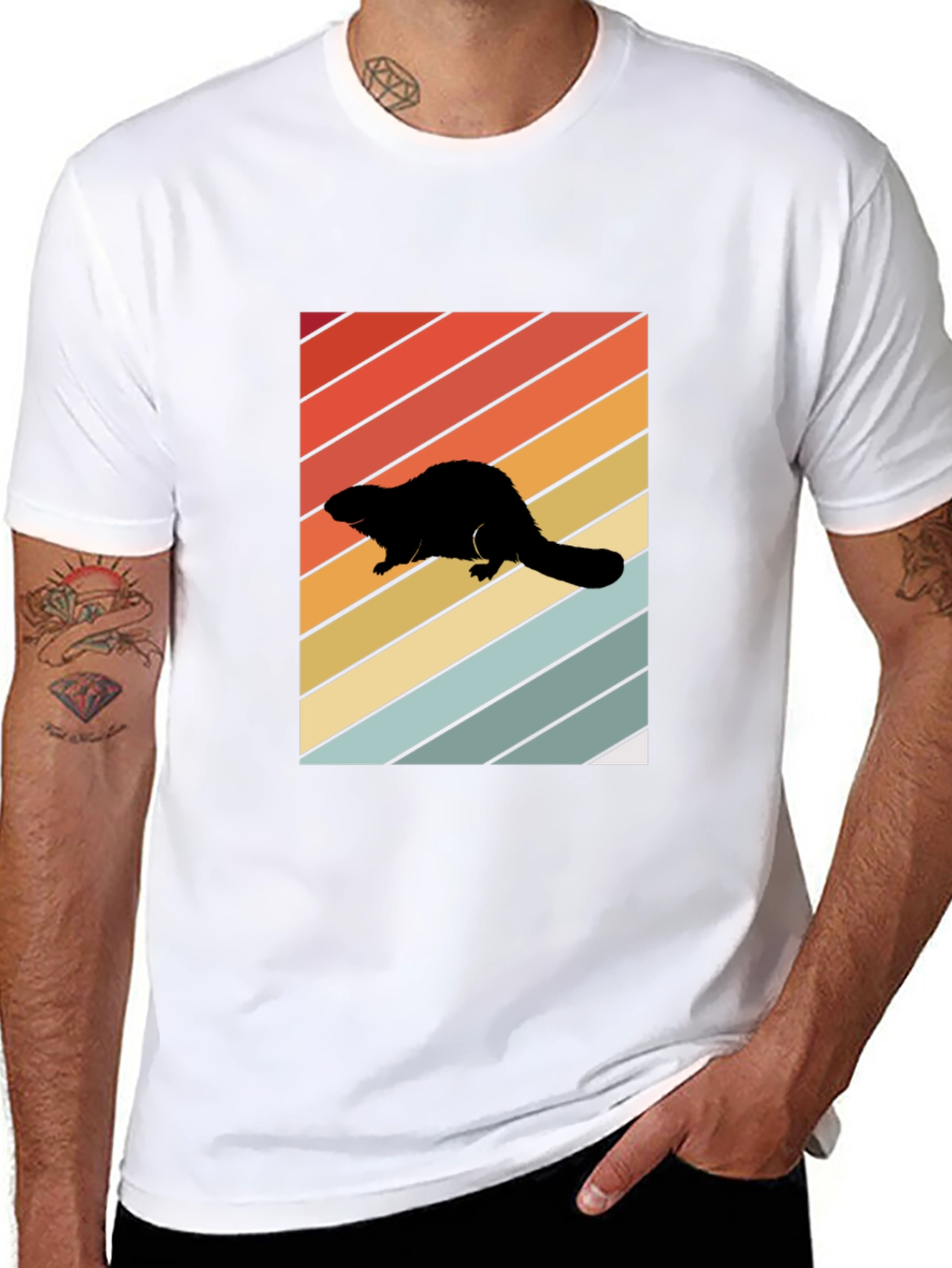 Camiseta Negra con Diseño Retro de Nutria