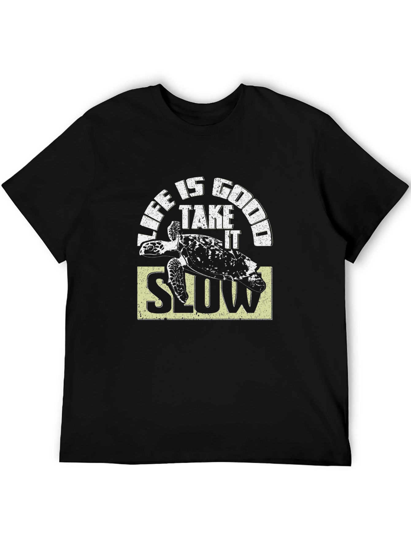 Camiseta Negra Life is Good con Tortuga