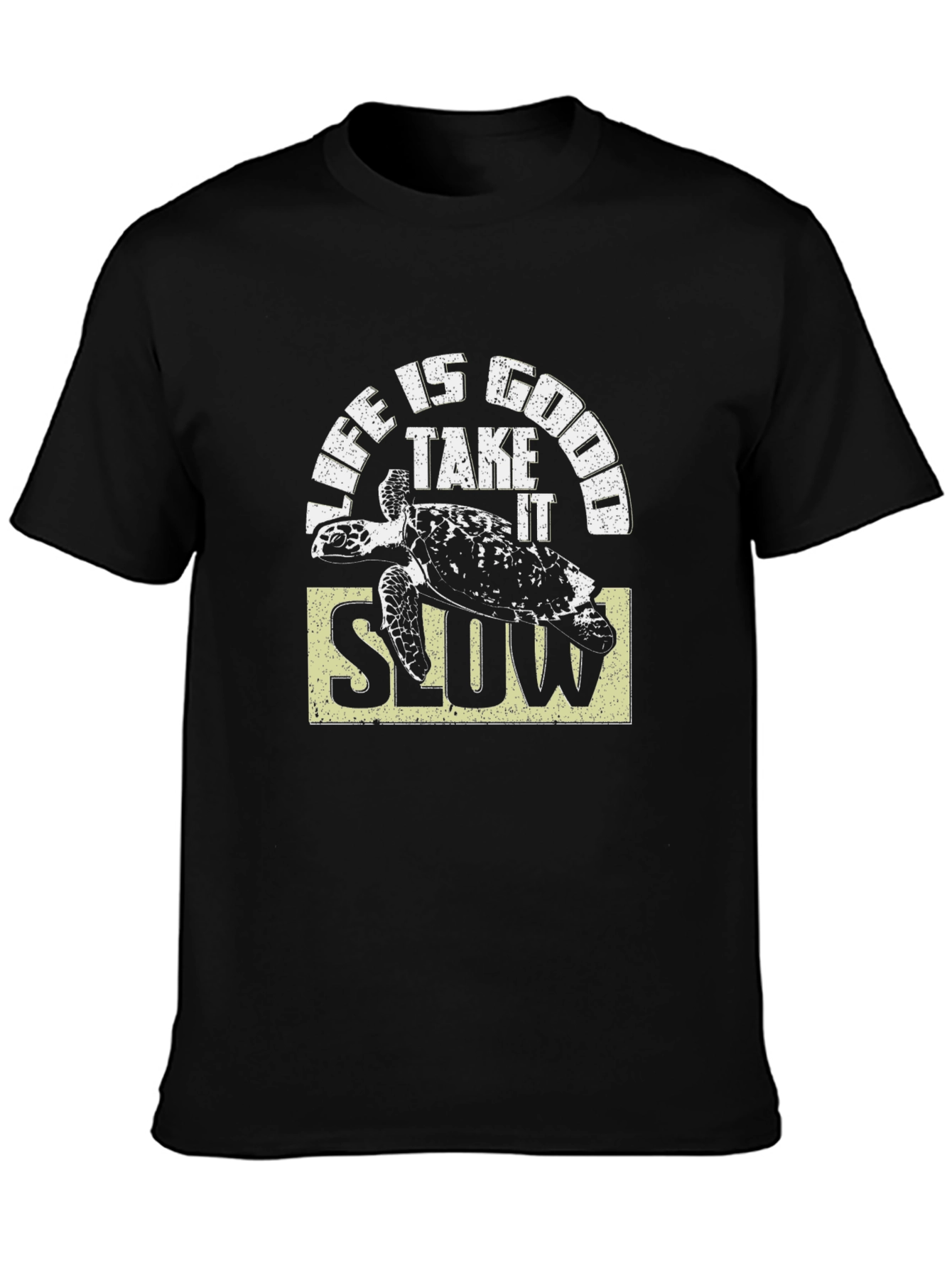 Camiseta Negra Life is Good con Tortuga