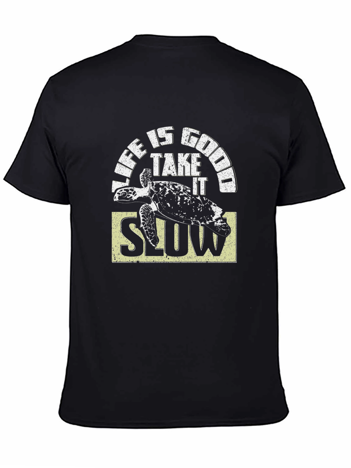 Camiseta Negra Life is Good con Tortuga