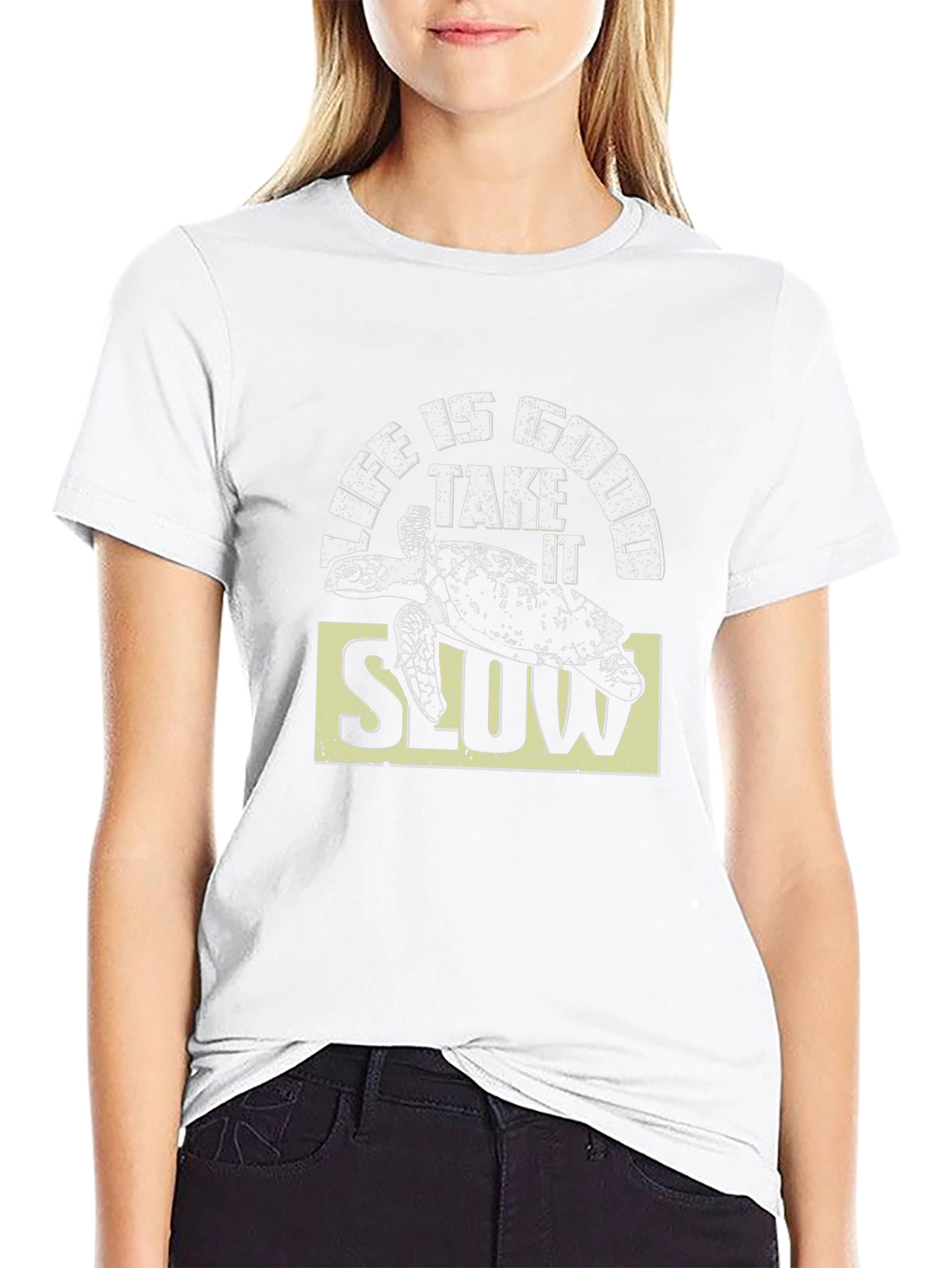 Camiseta Negra Life is Good con Tortuga