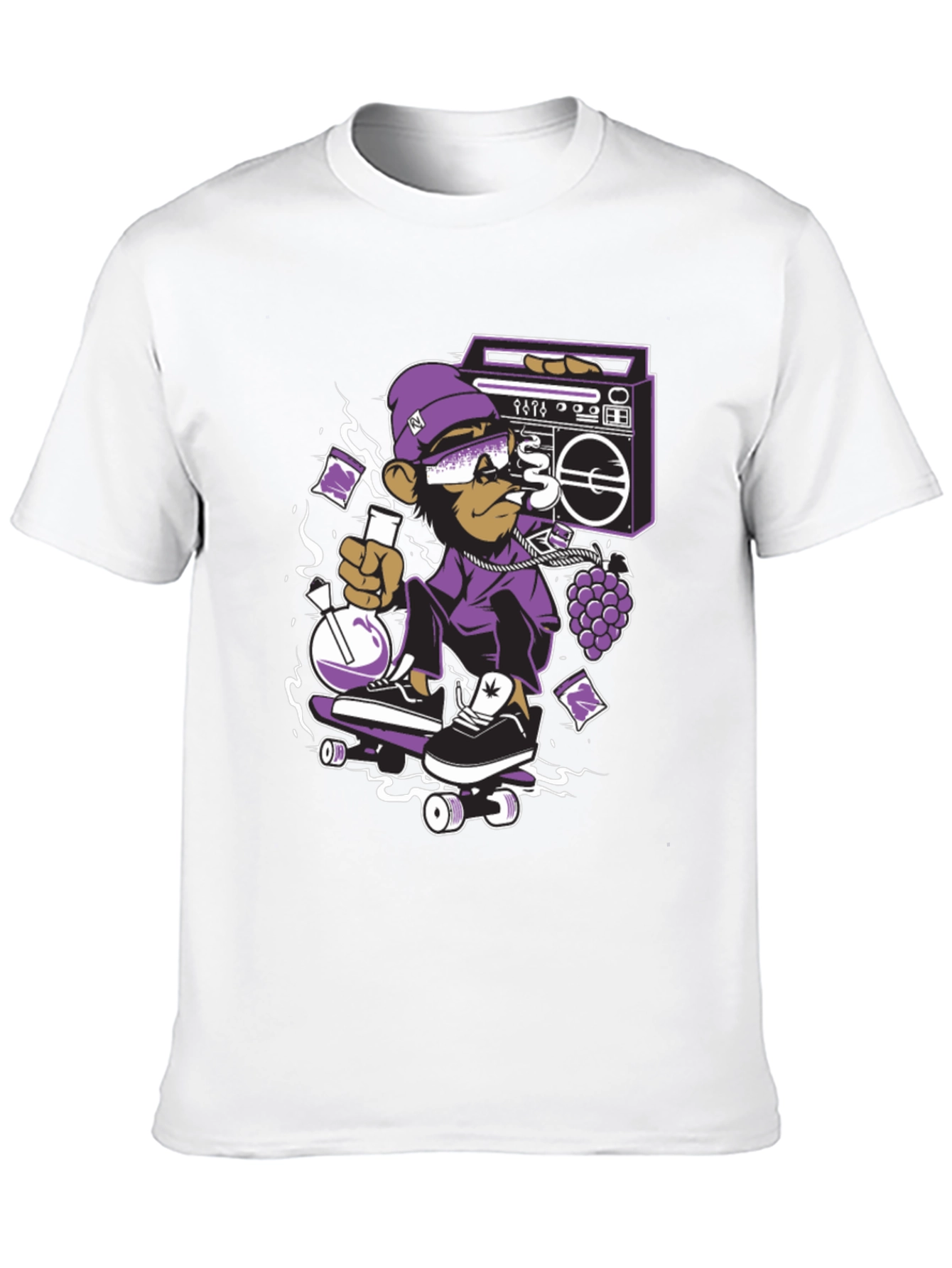 Camiseta Negra con Mono Skater y Estilo Urbano