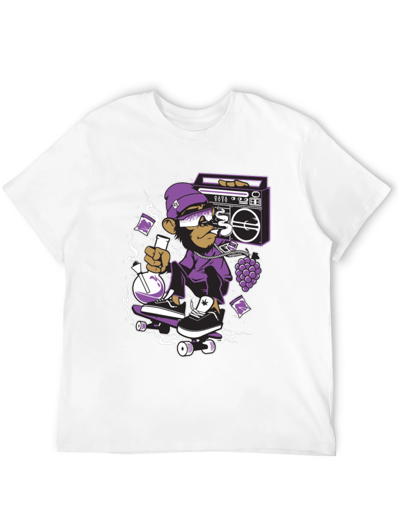 Camiseta Negra con Mono Skater y Estilo Urbano