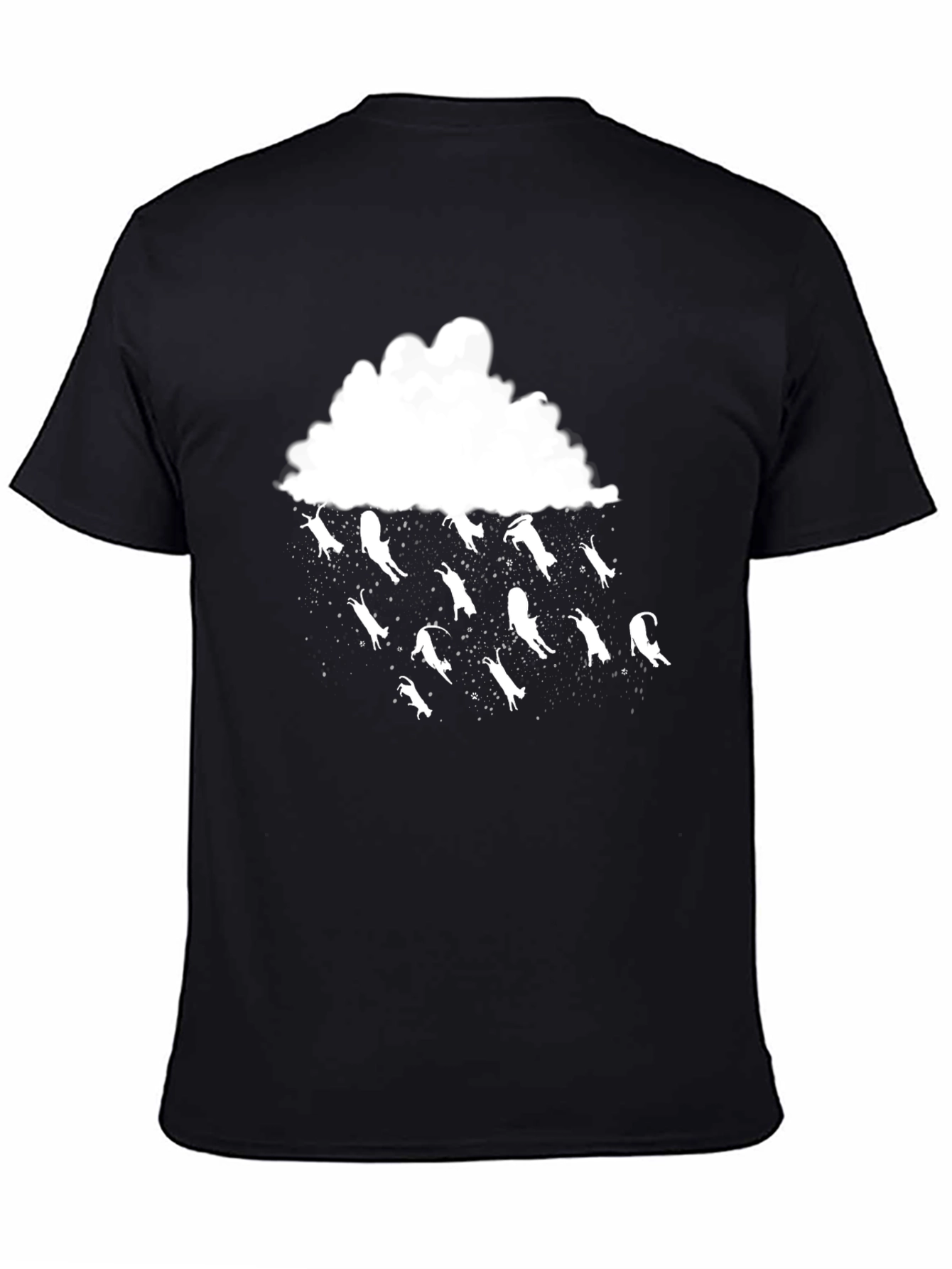 Camiseta Negra Lluvia de Gatos Divertida y Original