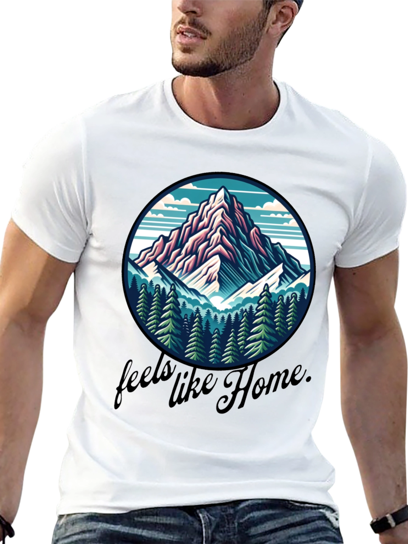 Camiseta Negra Se Siente como en Casa Montaña