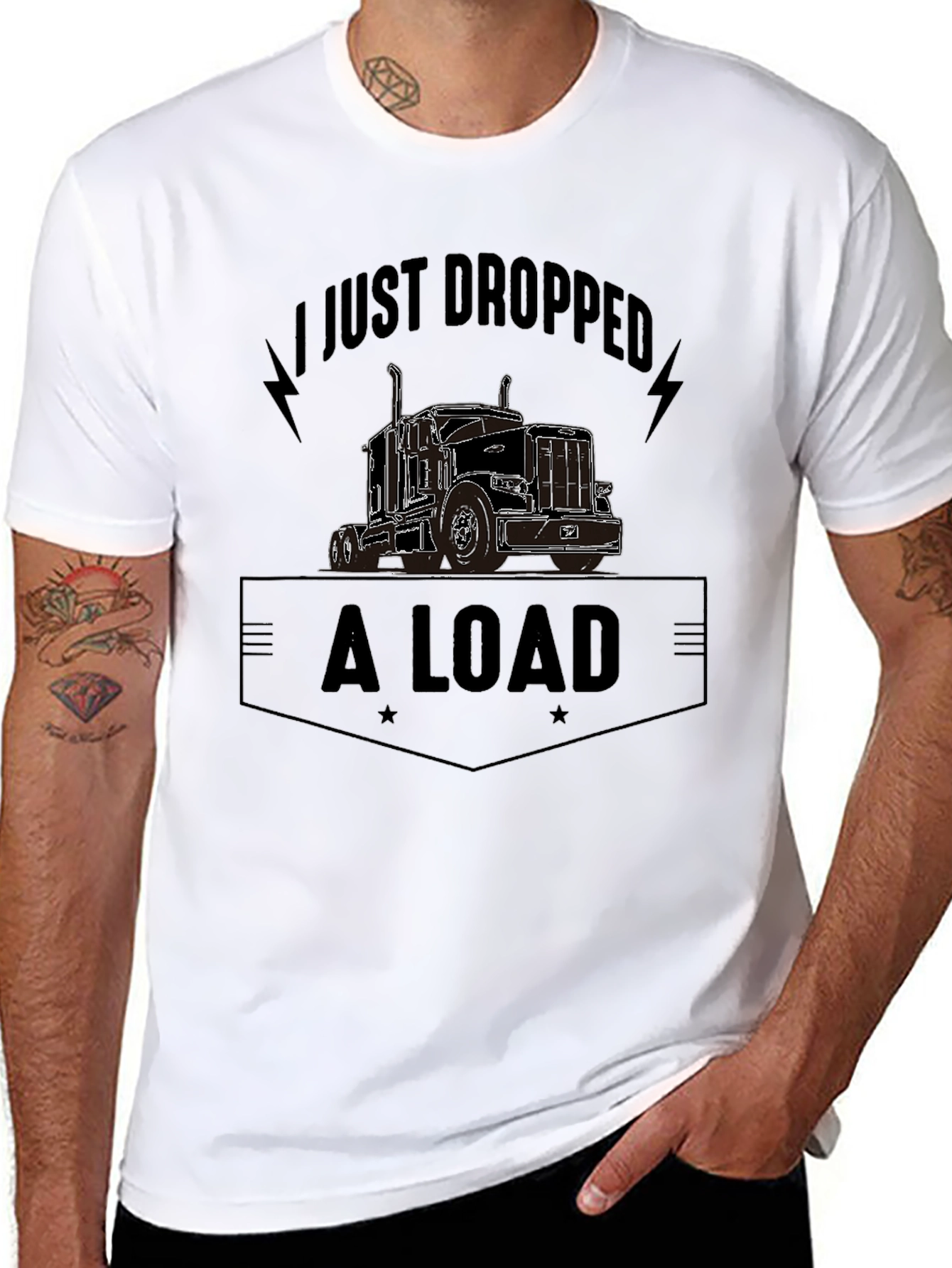 Camiseta Negra con Diseño de Camión y Frase Divertida