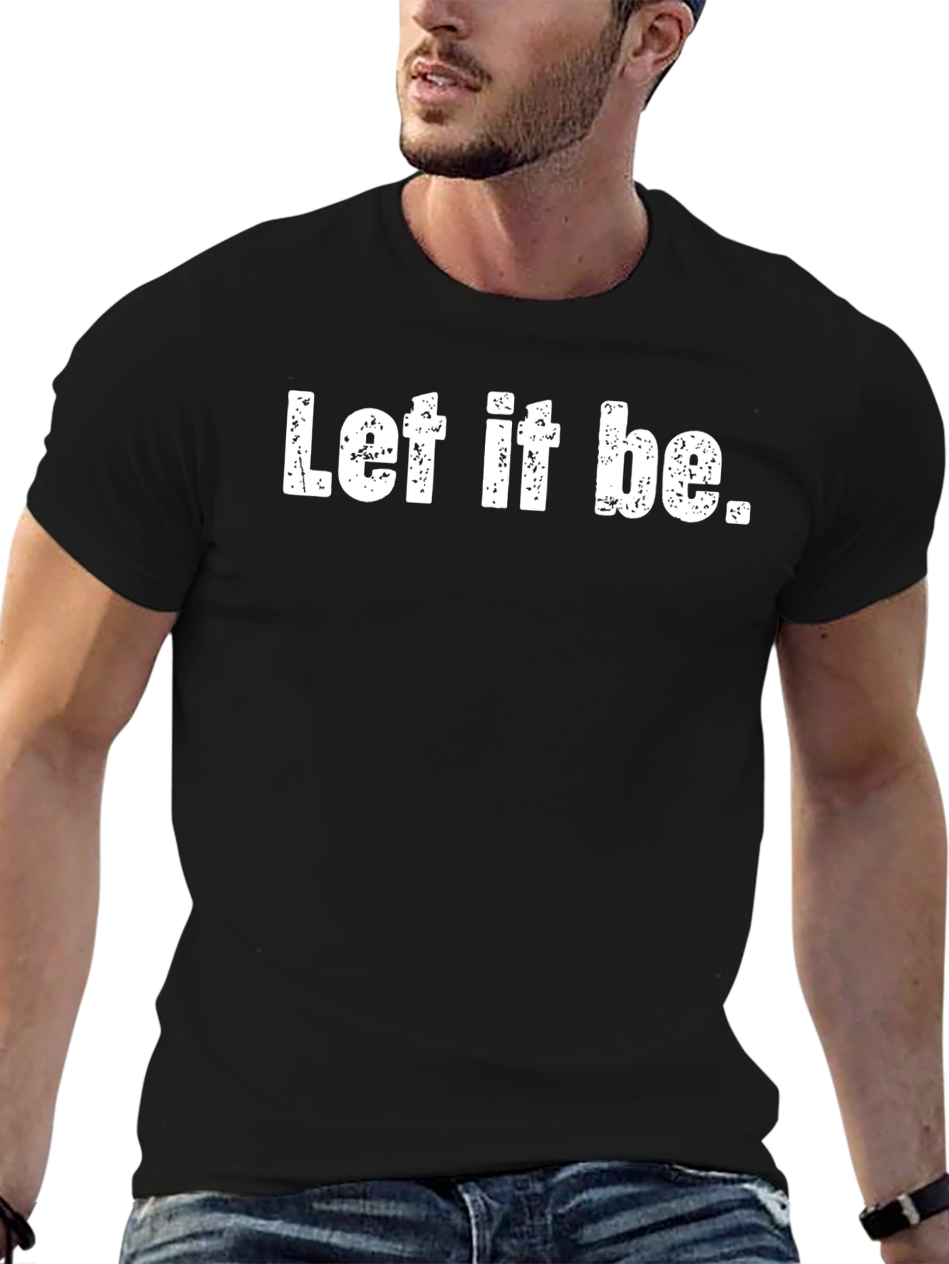 Camiseta Negra Let it be para Hombre