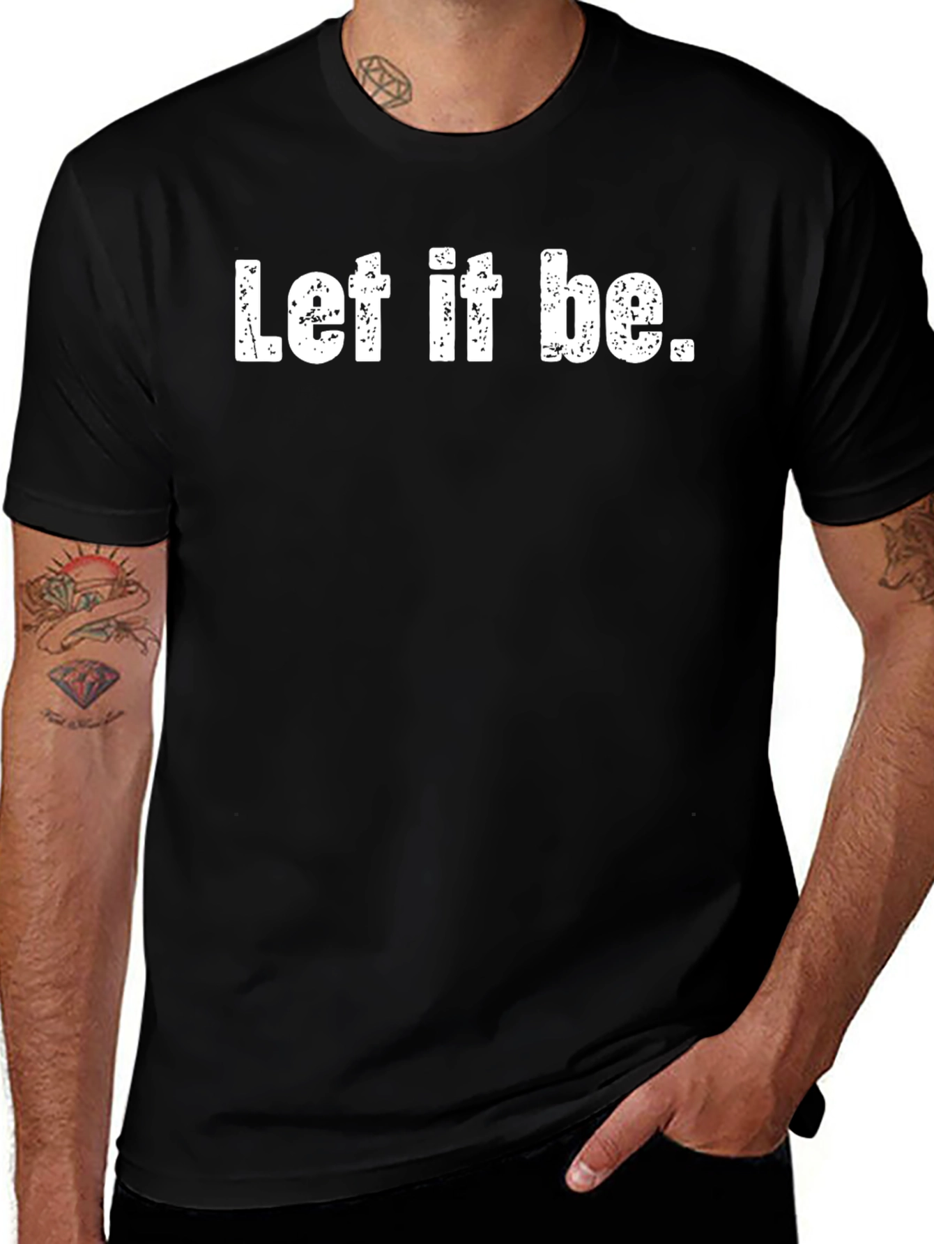 Camiseta Negra Let it be para Hombre