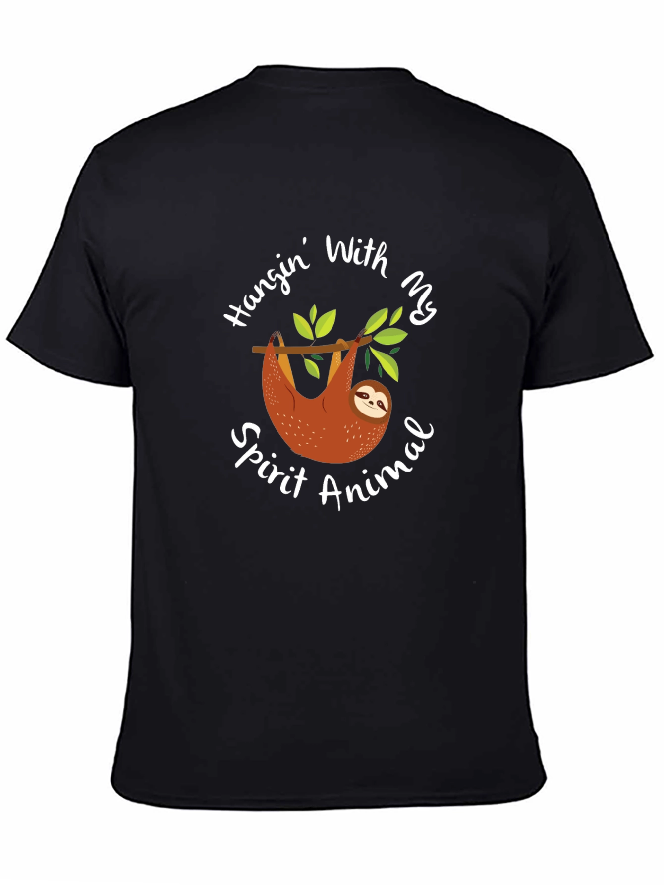 Camiseta Negra con Diseño de Perezoso Spirit Animal