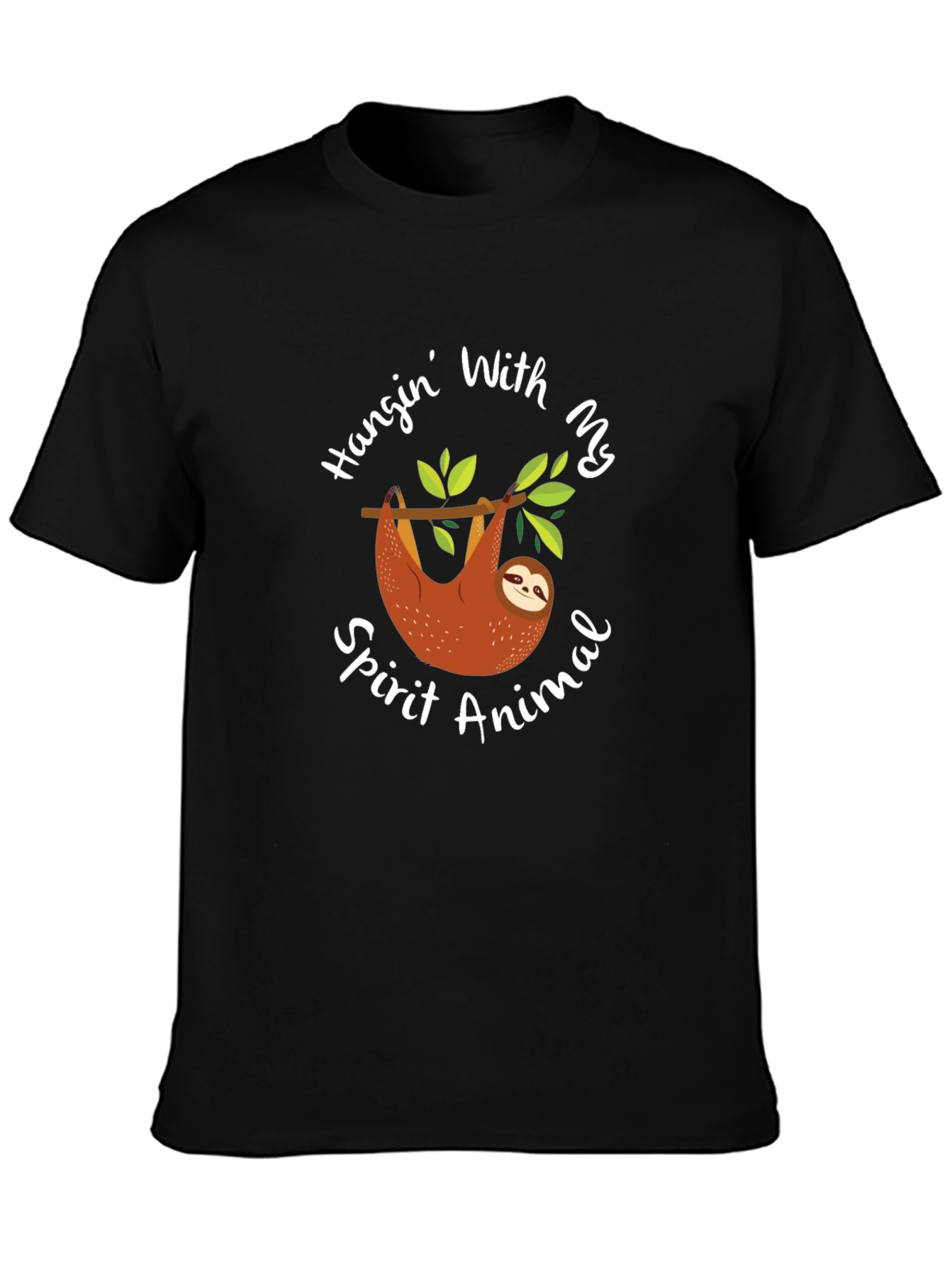 Camiseta Negra con Diseño de Perezoso Spirit Animal