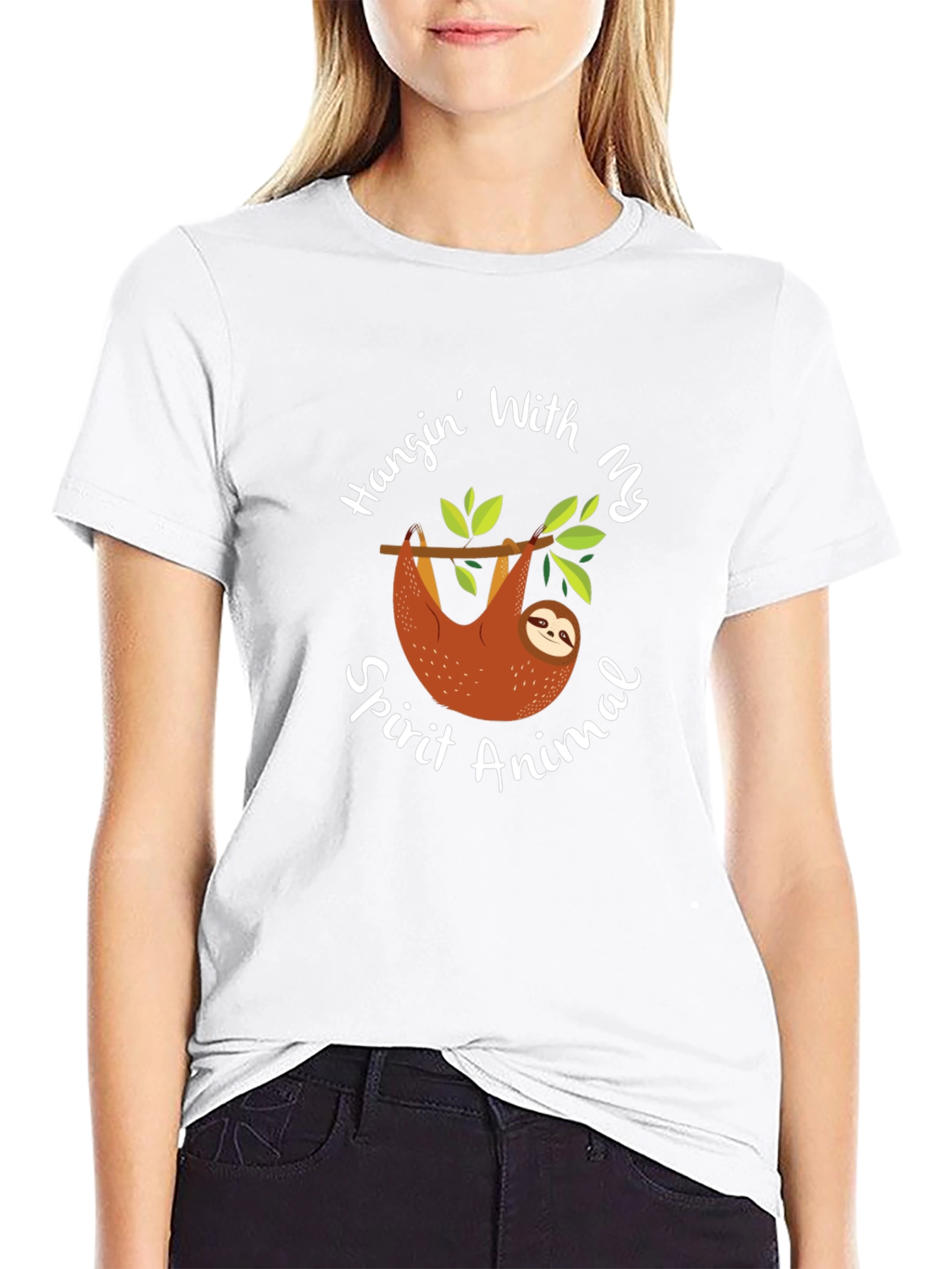 Camiseta Negra con Diseño de Perezoso Spirit Animal