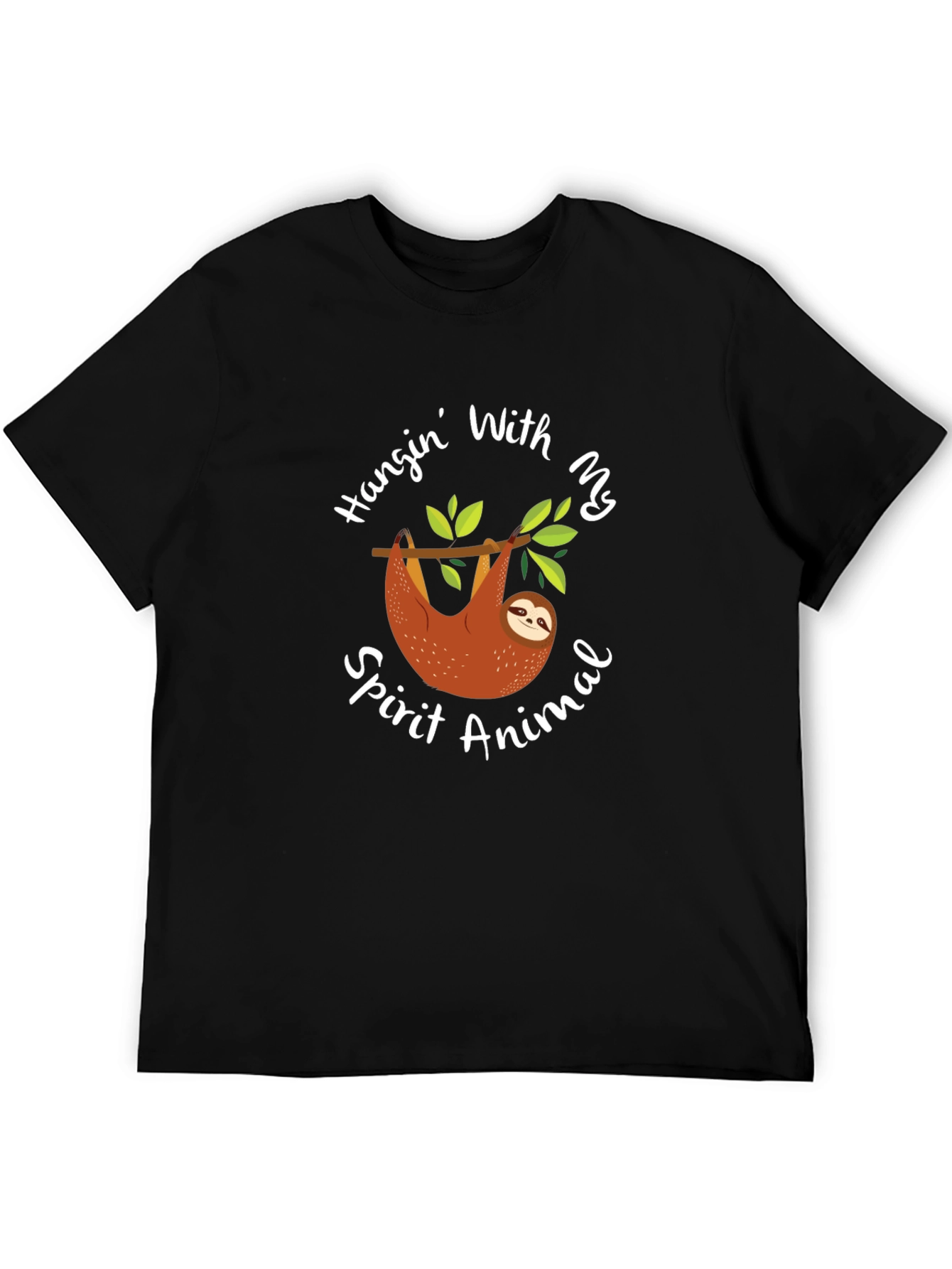 Camiseta Negra con Diseño de Perezoso Spirit Animal