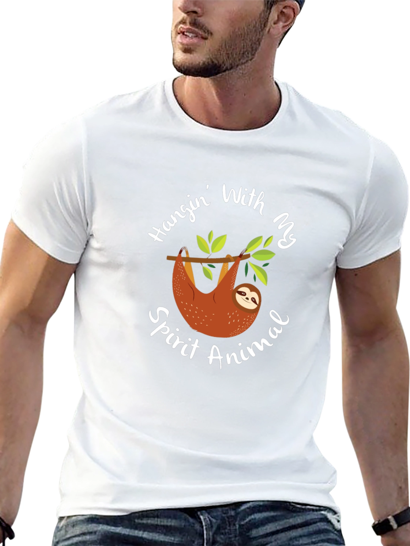Camiseta Negra con Diseño de Perezoso Spirit Animal