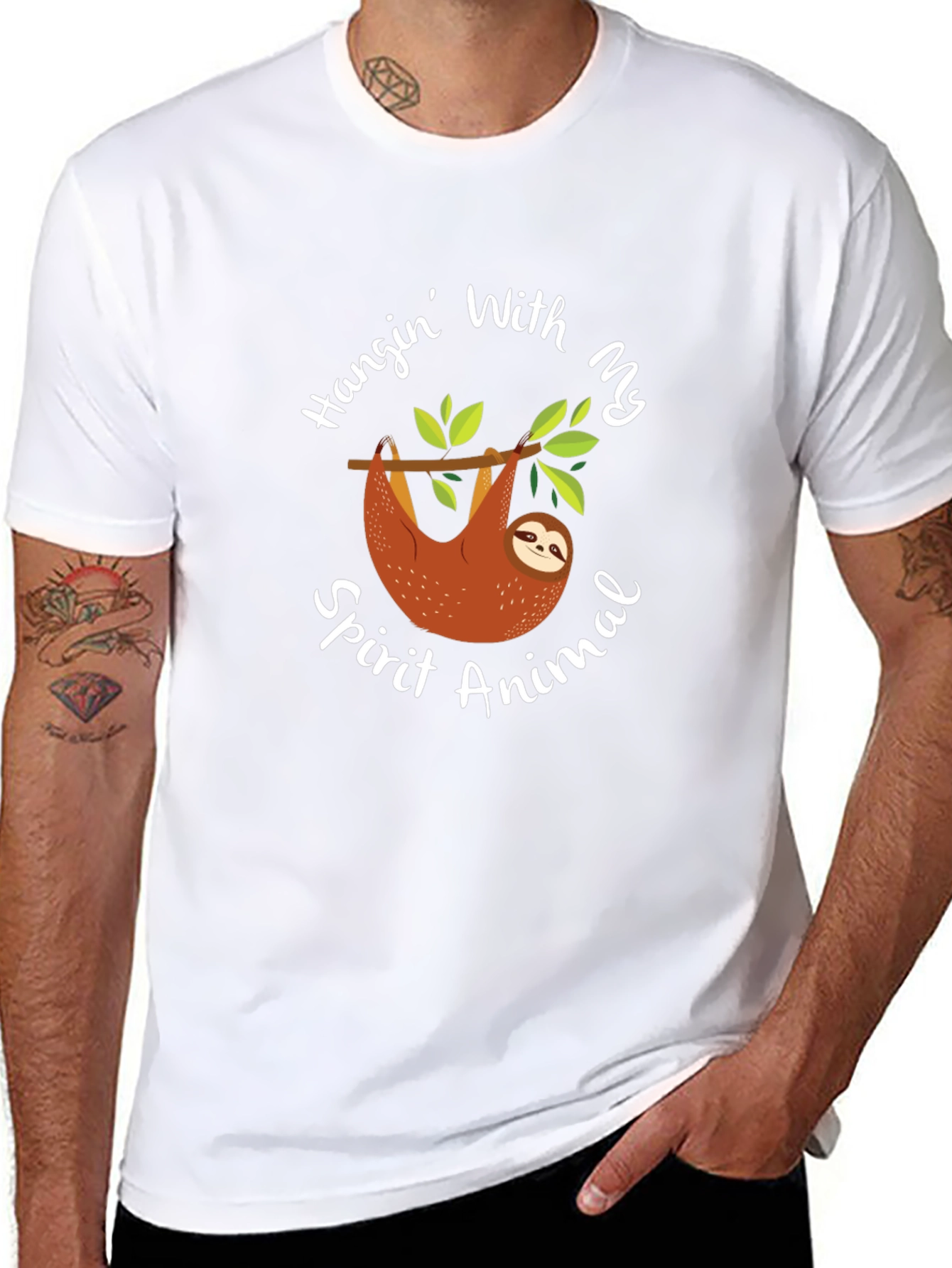 Camiseta Negra con Diseño de Perezoso Spirit Animal
