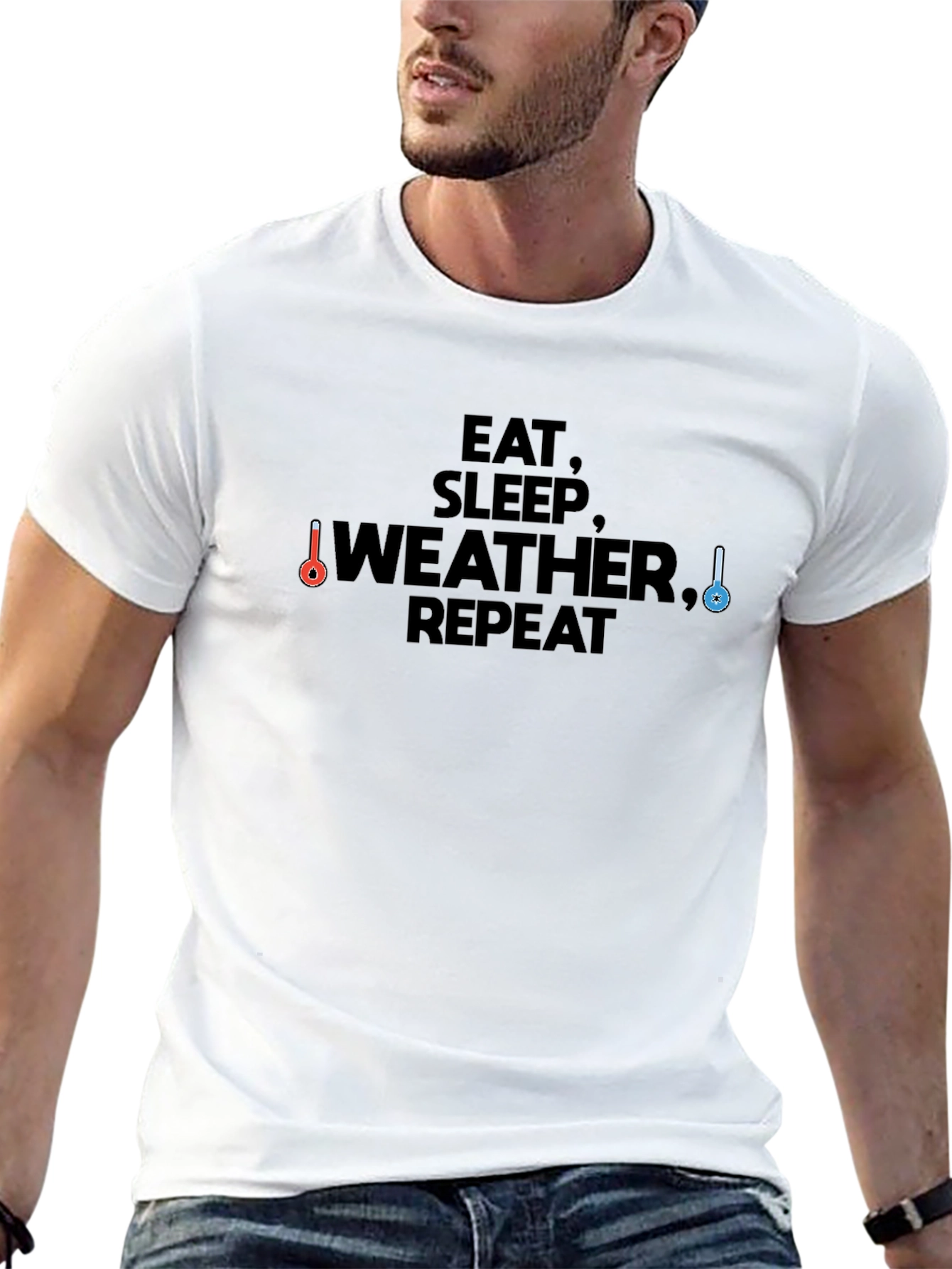 Camiseta Negra Eat Sleep Weather Repeat