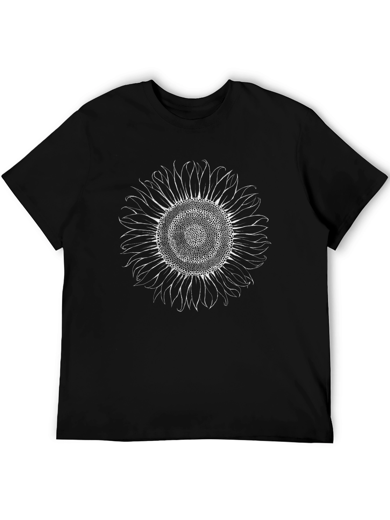 Camiseta Negra con Girasol Artístico