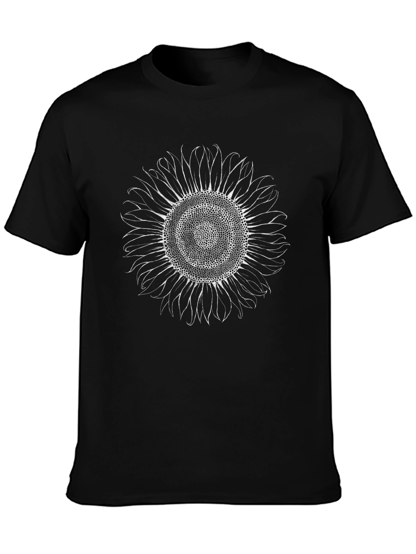 Camiseta Negra con Girasol Artístico