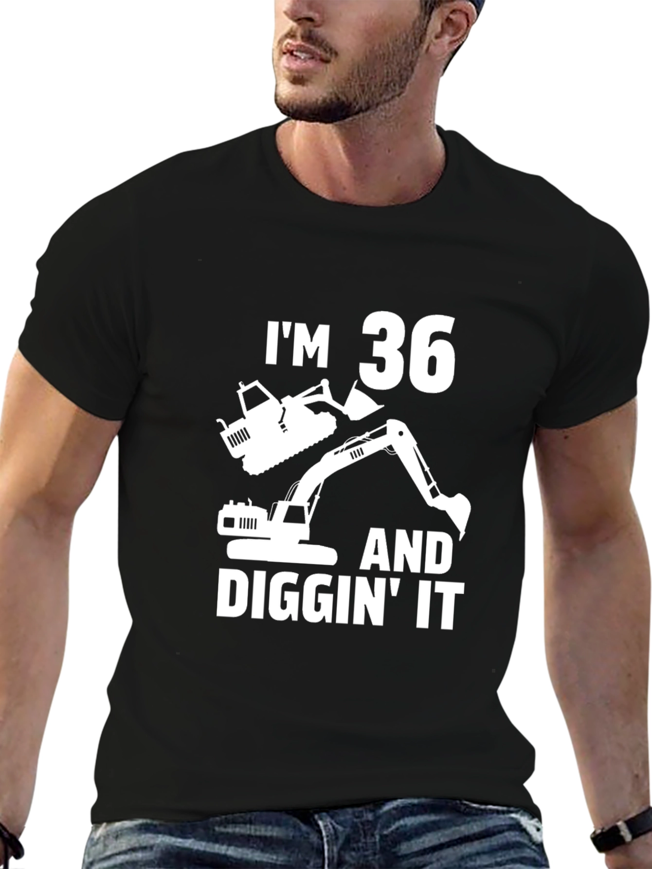 Camiseta Negra Cumpleaños 36 Excavadora
