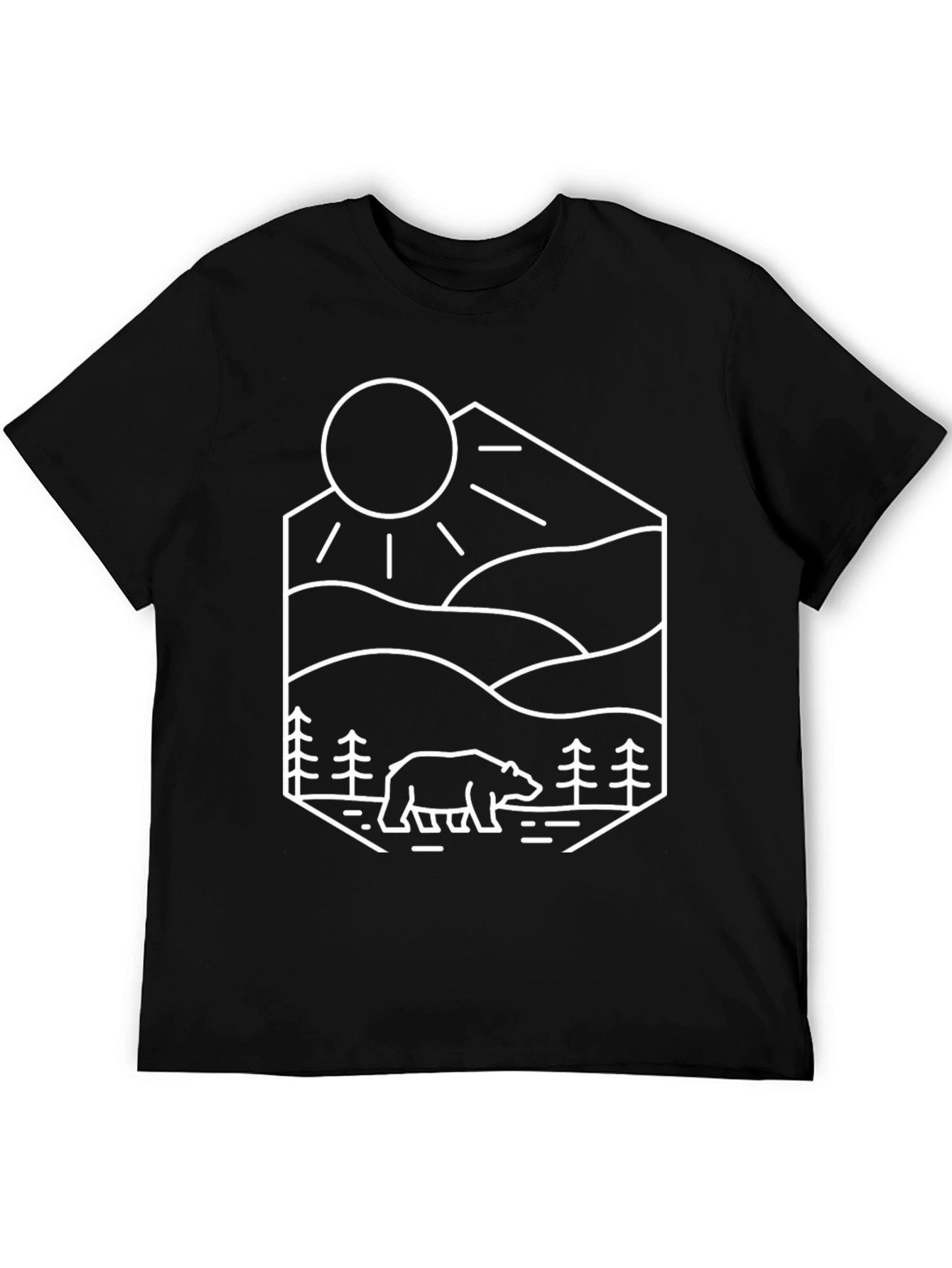 Camiseta Negra Diseño Oso Montaña