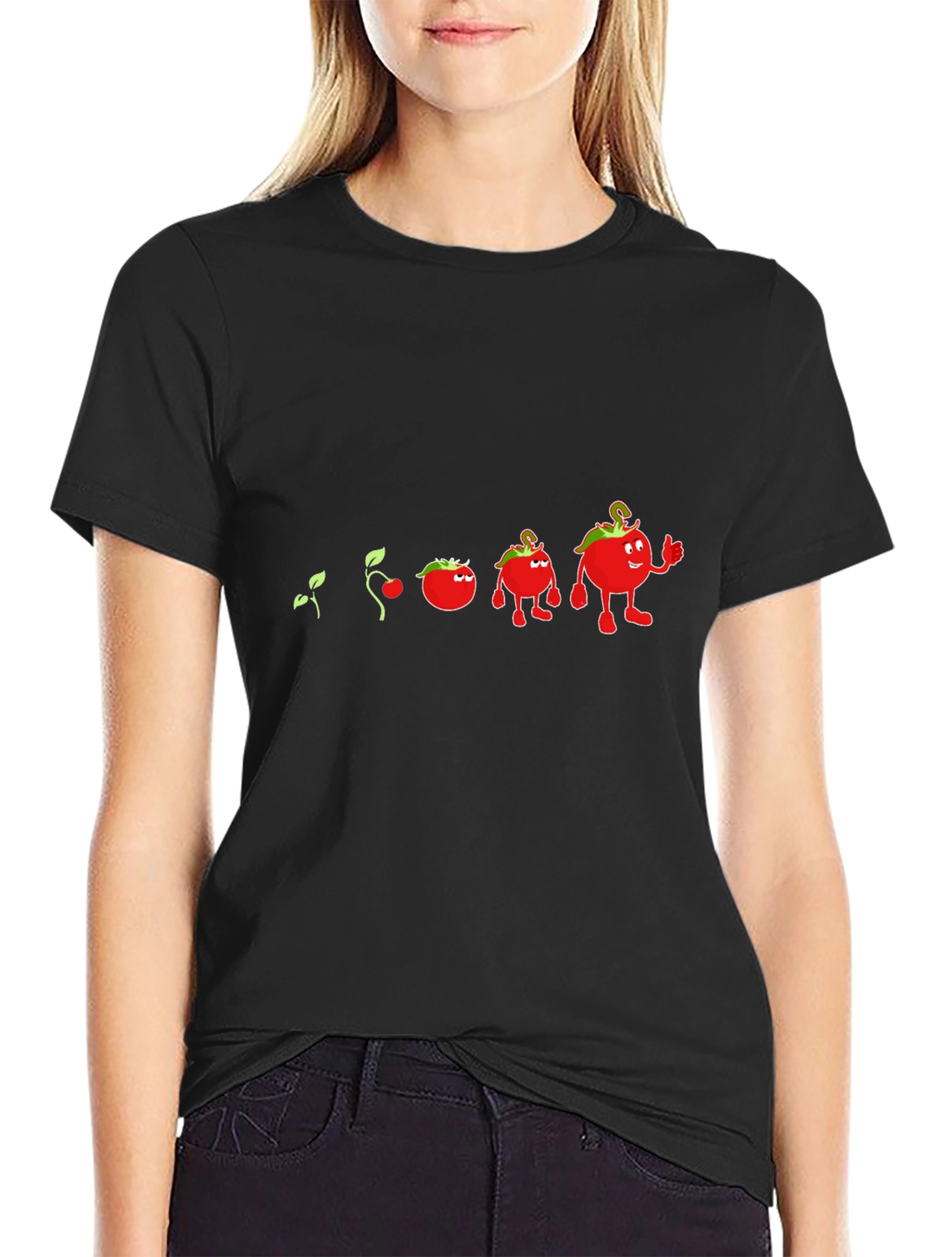 Camiseta Negra Evolución del Tomate