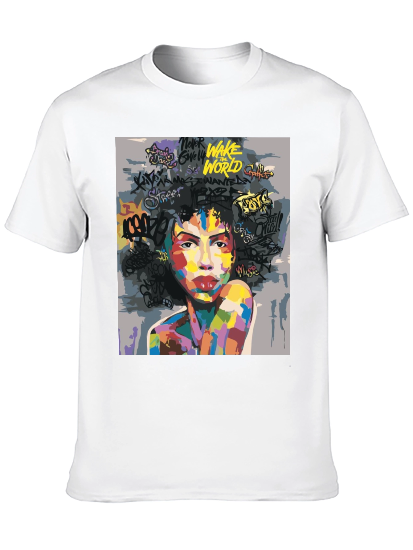 Camiseta Negra con Arte Abstracto y Urbano para Hombre