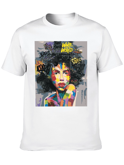 Camiseta Negra con Arte Abstracto y Urbano para Hombre