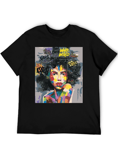 Camiseta Negra con Arte Abstracto y Urbano para Hombre